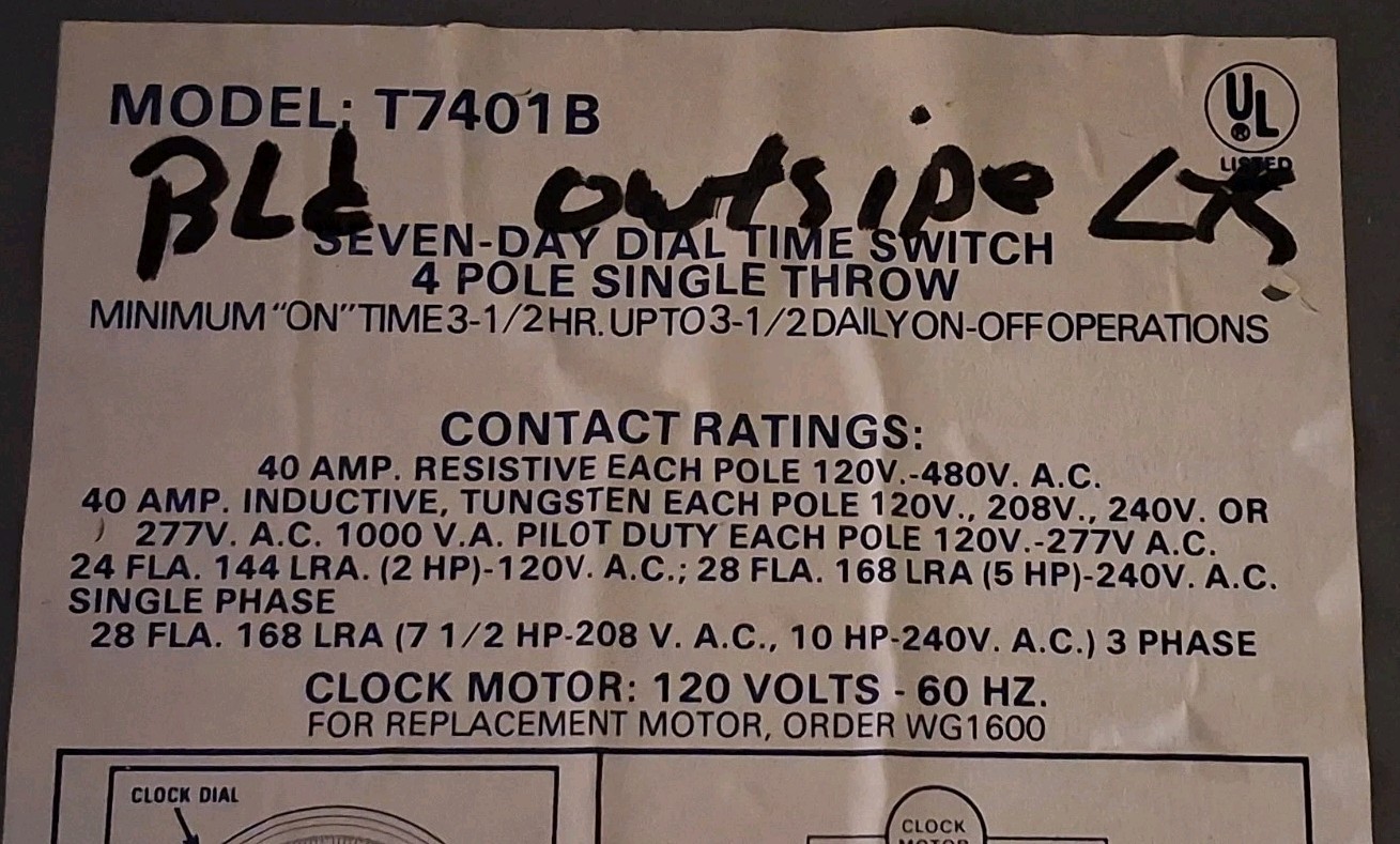 Intermatic T7401B 7-Day Mechanical Time Switch 4-Pole Enclosure