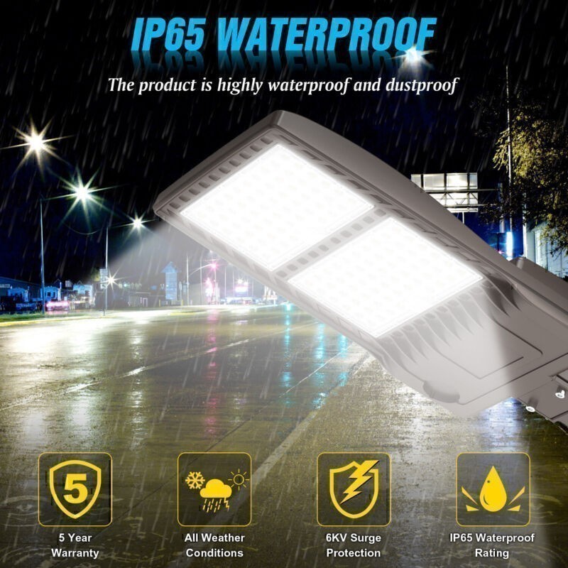 Outdoor 320W LED Shoebox Pole Light Streets Parking Lot Lamp 48000LM + Arm Mount