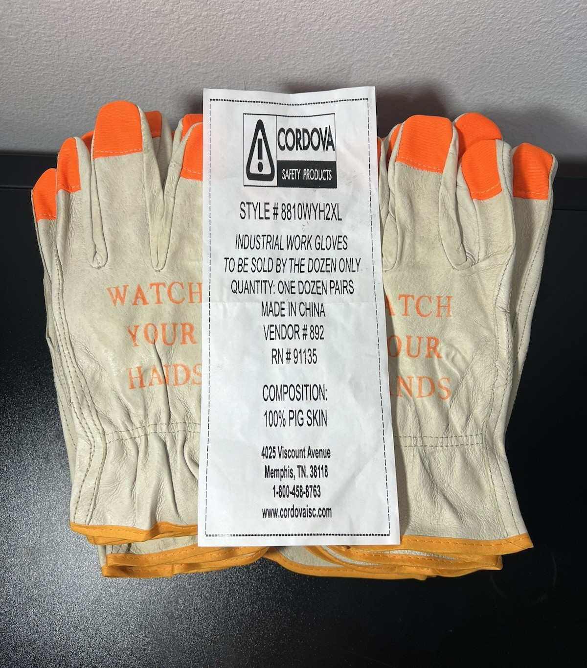 Cordova Industrial Work Gloves Style# 8810WYH2XL – One Dozen Pairs
