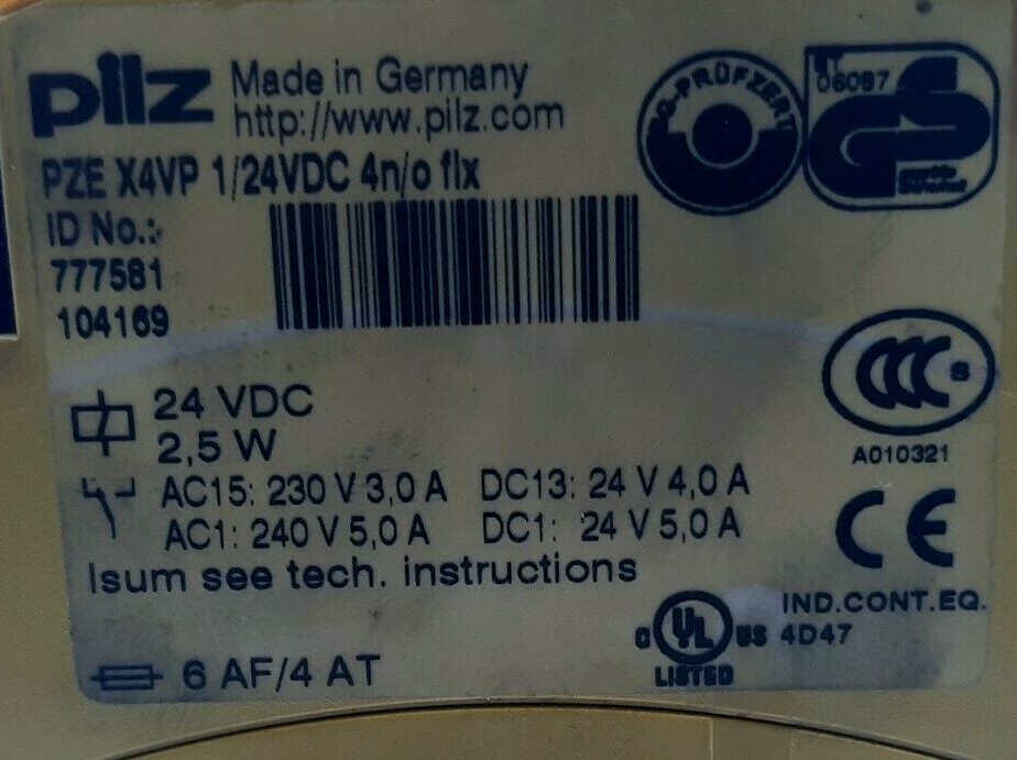 Pilz PZE X4VP Safety Relay