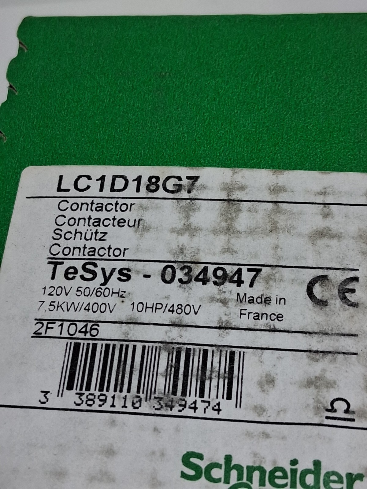 SCHNEIDER LC1D18G7 CONTACTOR 120V 50/60HZ NIB