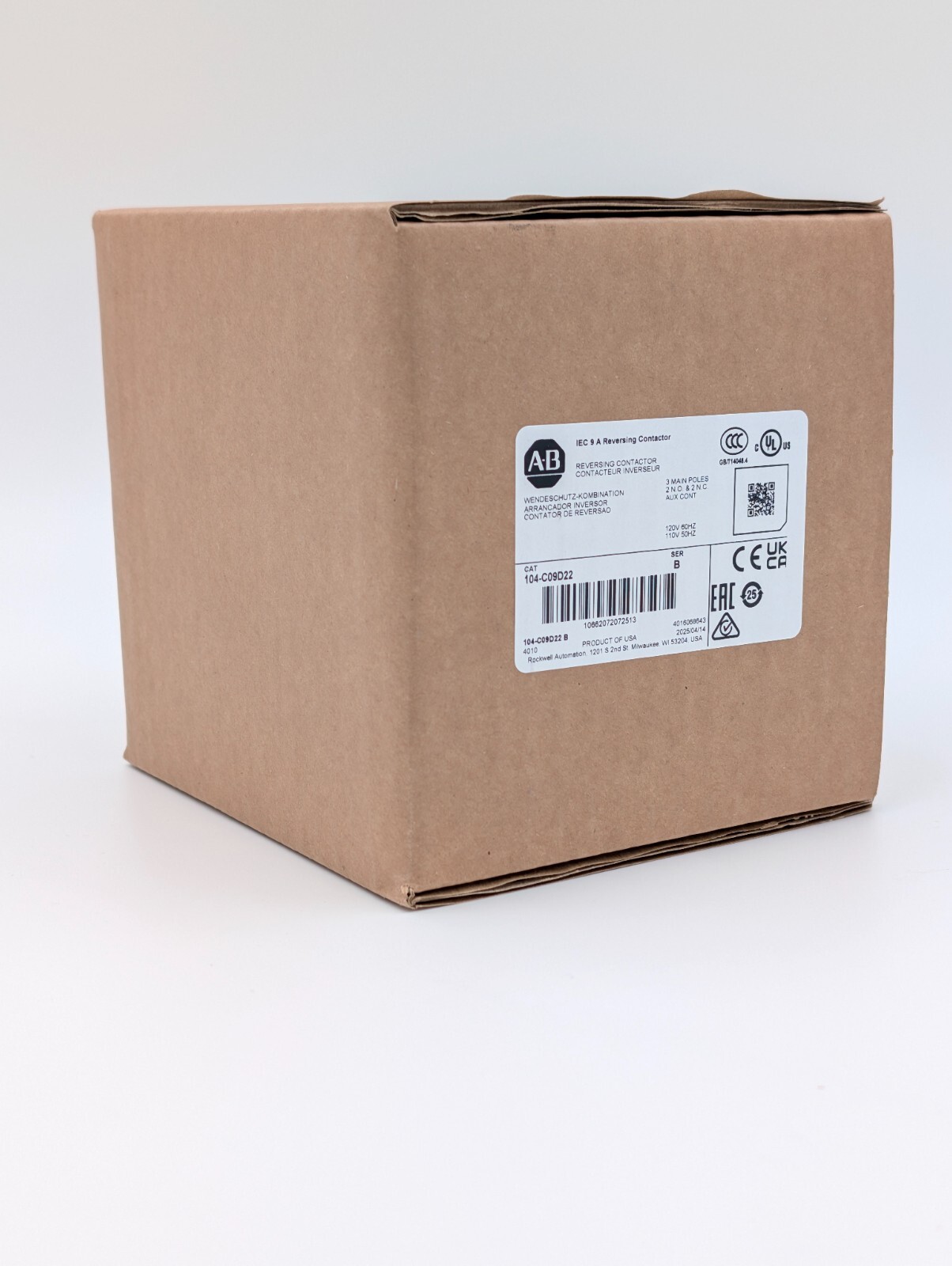 Allen Bradley 104-C09D22 9A 110V 50Hz/120V 60Hz Reversing Contactor USA NEW
