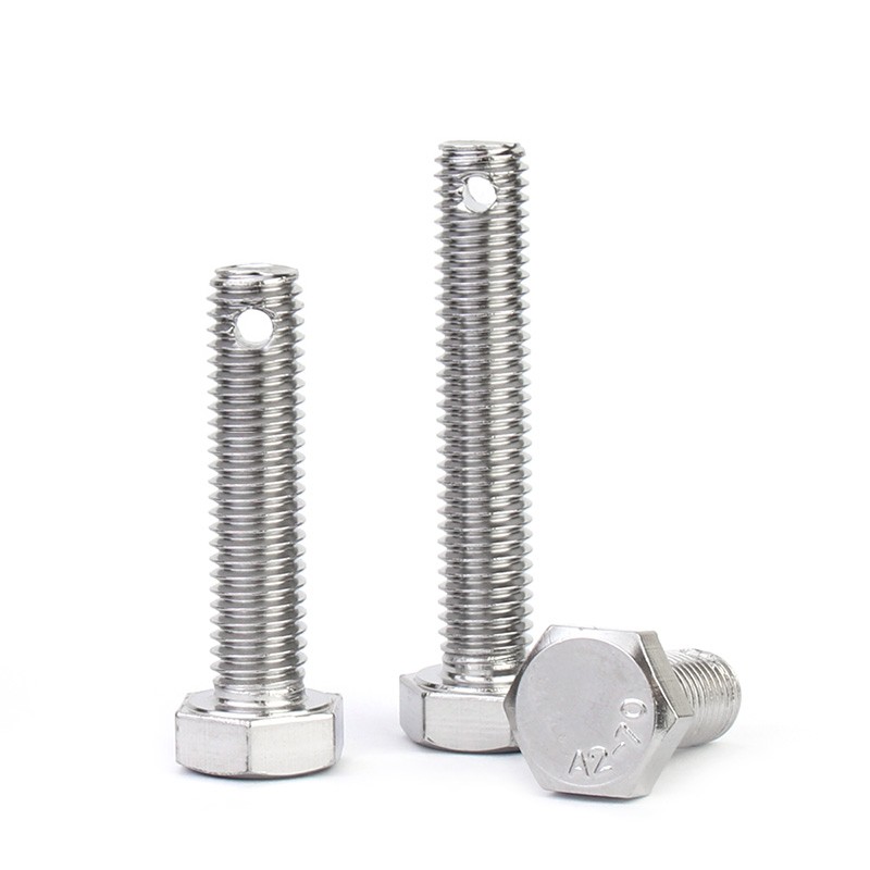 M6 M8 M10 M12 M16 Hexagon Bolts With Split Pin Hole on Shank A2 Stainless Steel