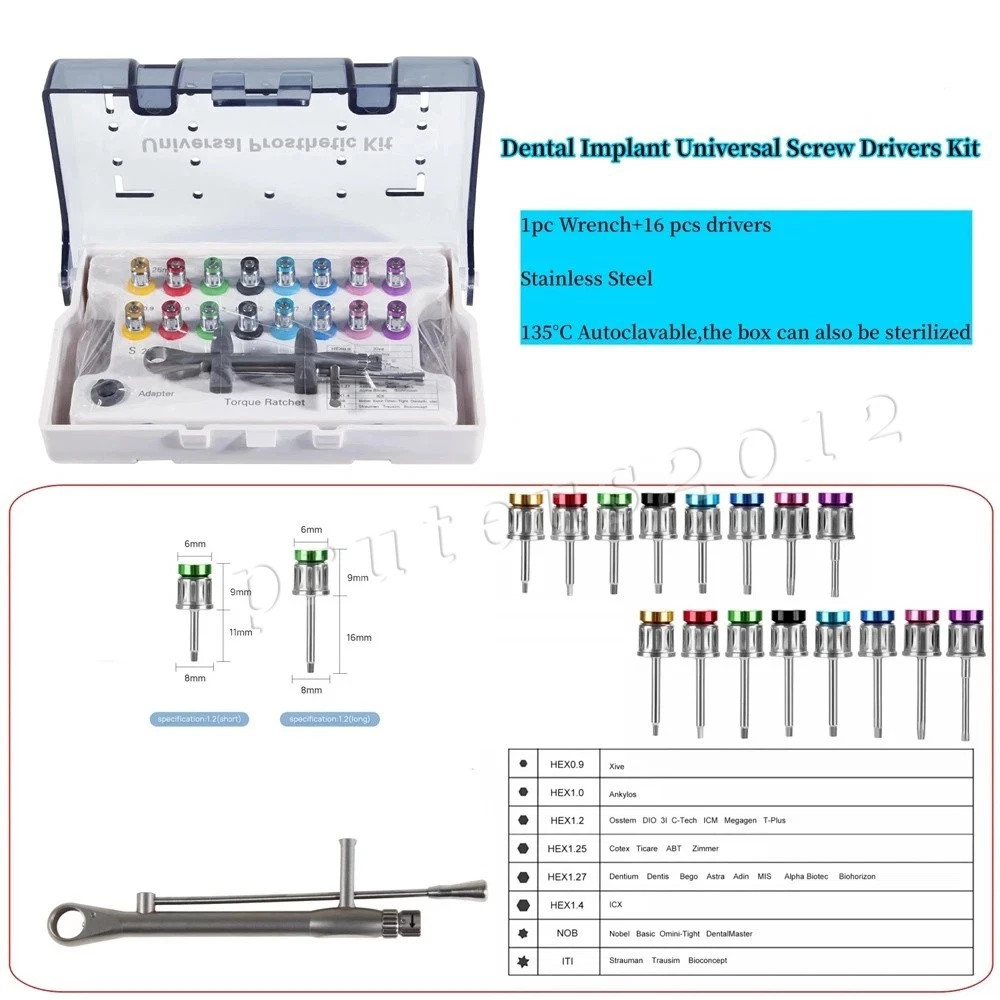 Dental Universal Implant Prosthetic Kit Torque Wrench Screw Drivers Remover Kit