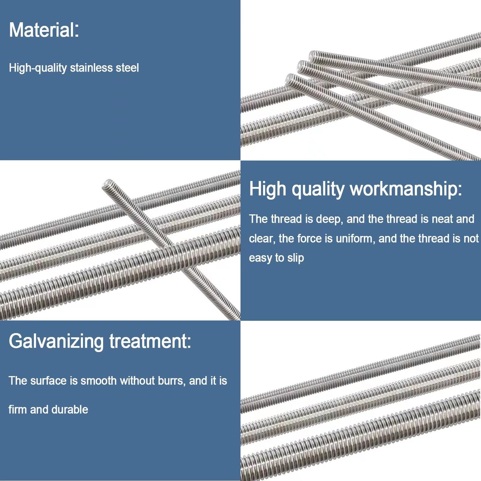 Threaded Rods & Studs, 8/32 Inch 4mm Threaded Rods with Hex Nuts, M4 304 Stai…