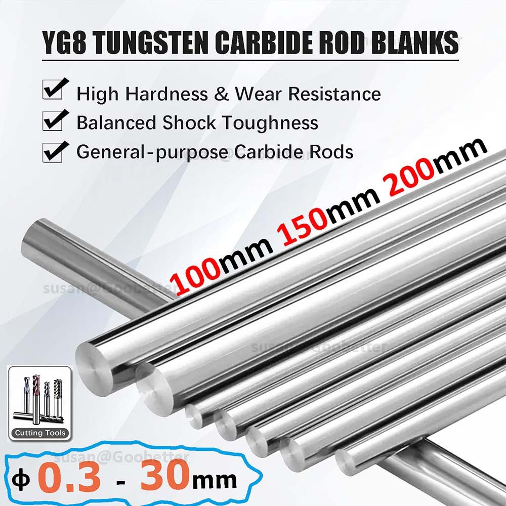 Solid Carbide Rod Round Solid Metal Bar Rod Diameter 0.3mm-30mm Various Lengths