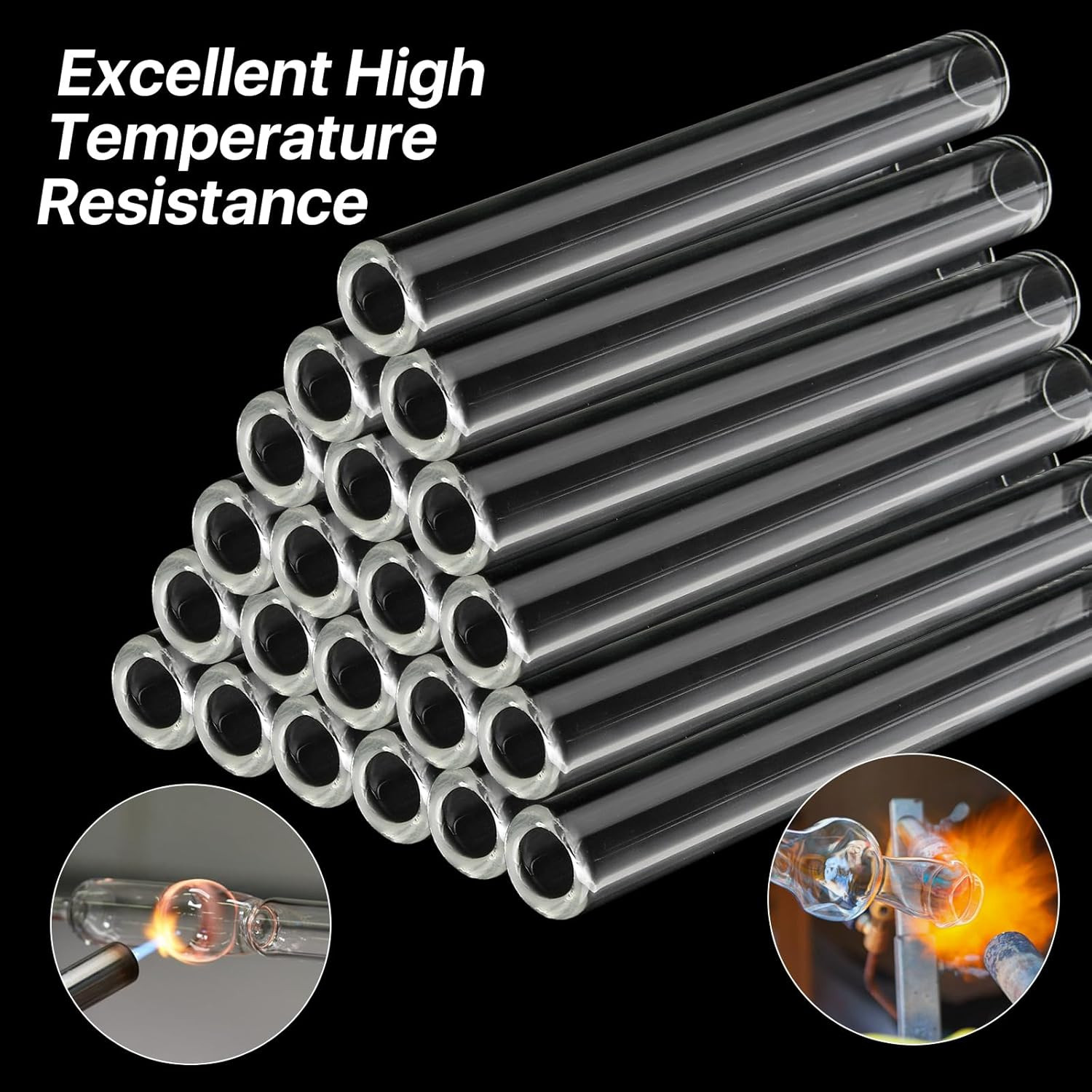 20Pcs 4″ Long Borosilicate Glass Blowing Tubes, 12mm OD 2mm Wall Thick Clear Gla
