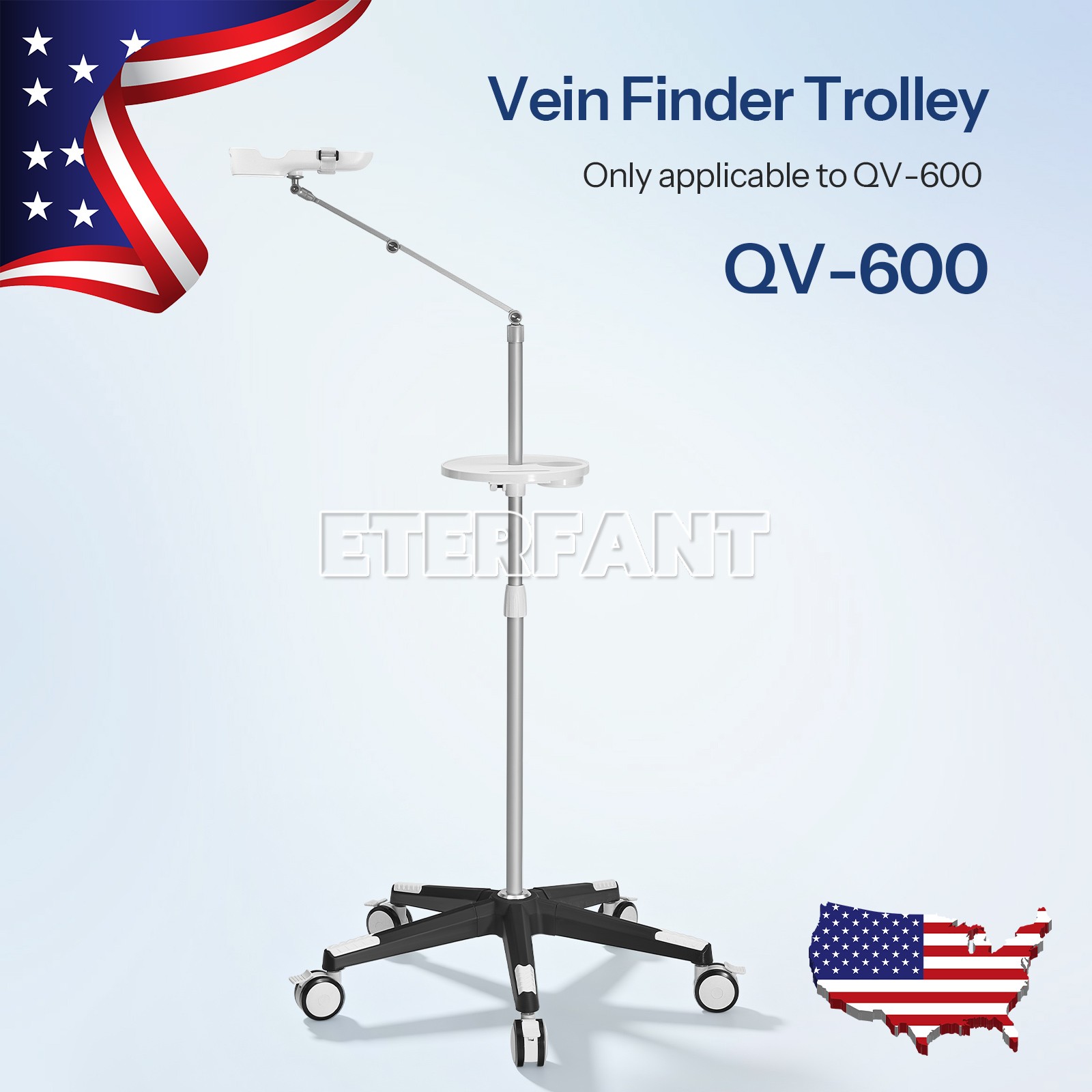 ETERFANT Adjustable Portable Mobile Stand Trolley for QV-600 Vein Finder Machine