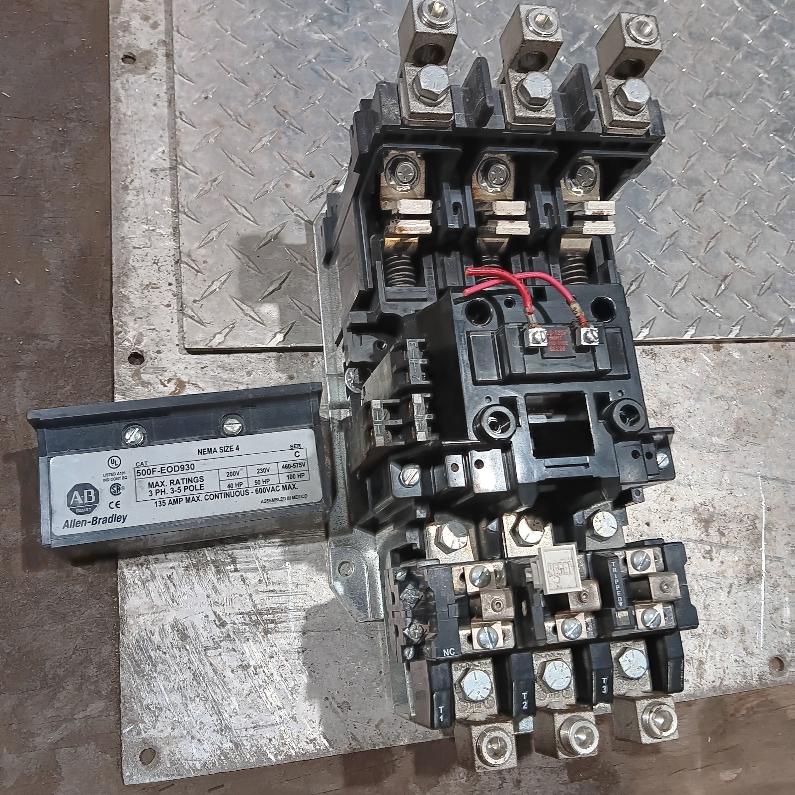 Allen Bradley 500-EOD930 SerC Size 4 Starter 40HP@200 50HP@230V 100HP@460/575V