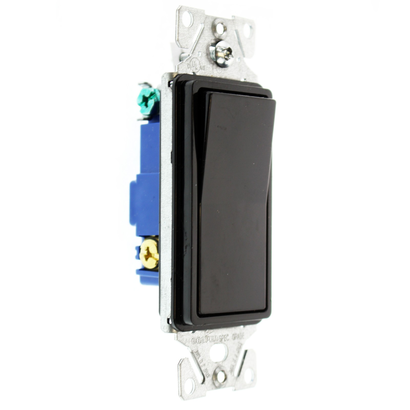 EATON COOPER 7503BK-SP-L DECORATOR ROCKER SWITCH, 3-WAY, 15A, 120/277V, BLACK