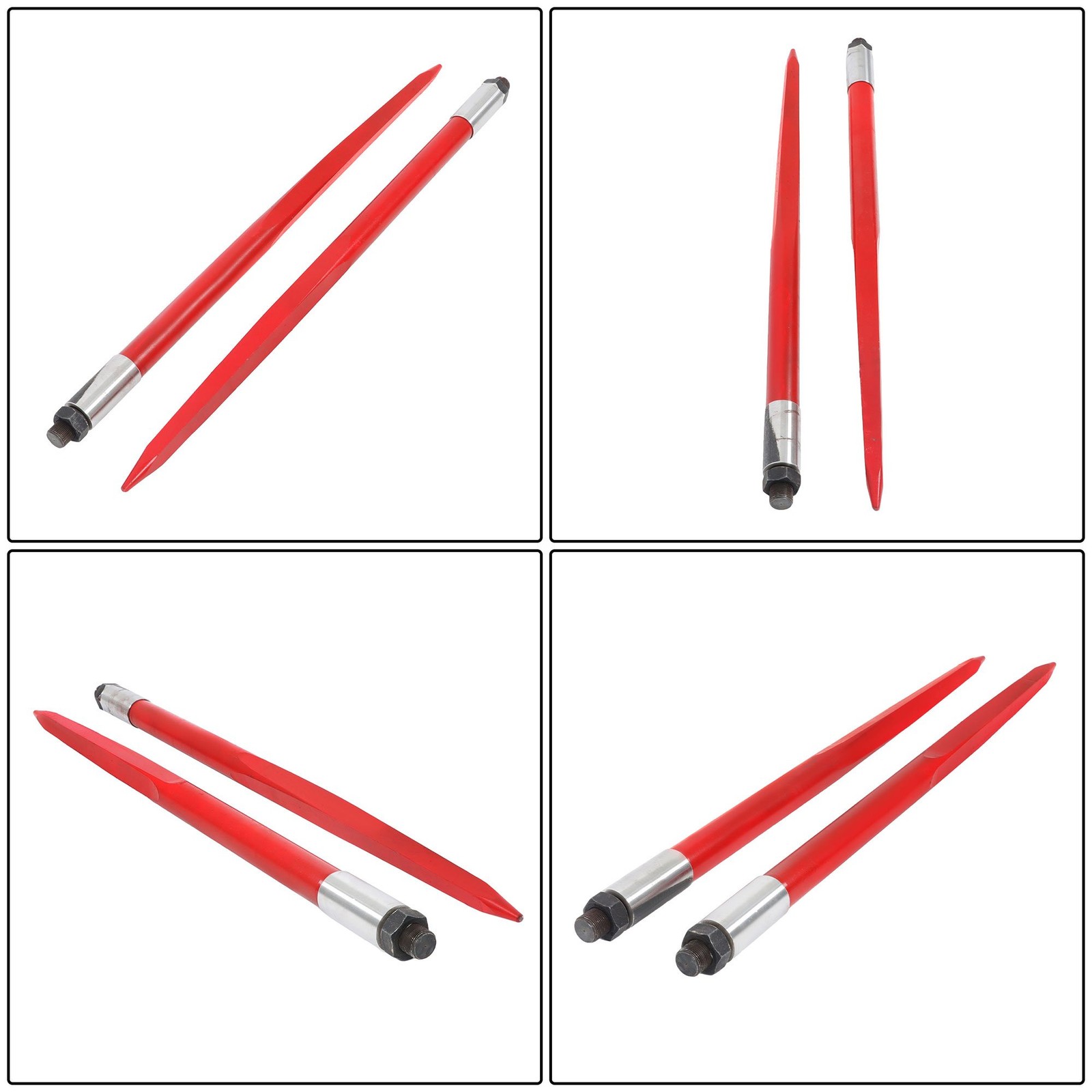 2 Pack 39″ Hay Bale Spear 3000 lbs Capacity Spike Fork Fit For Tractors Loaders