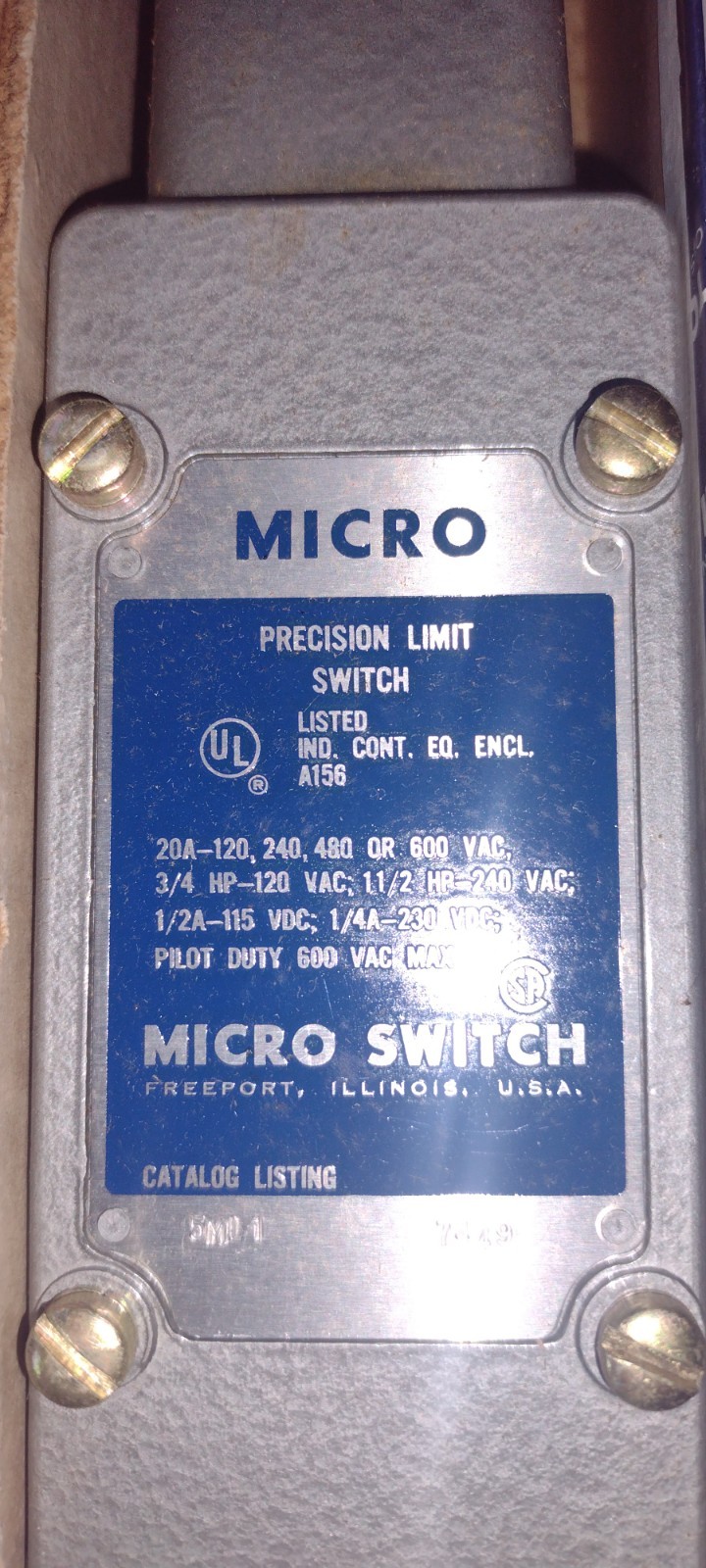 Micro Switch 5ML1 End Roller Limit Switch, New Old Stock In Original Box