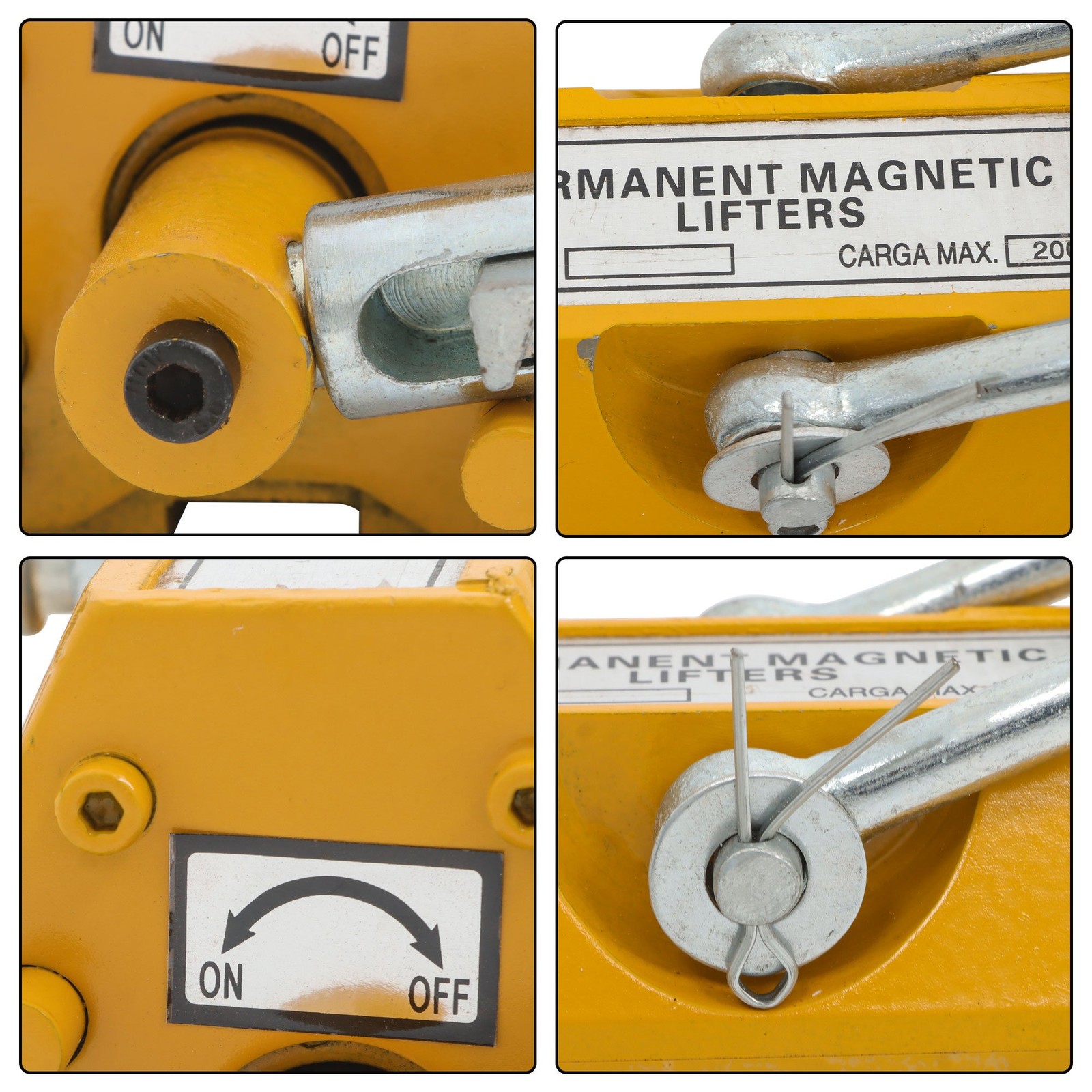 440lbs/200kg Permanent Magnetic Lifter 2.5 Safety Factor Yellow Lifting Magnet