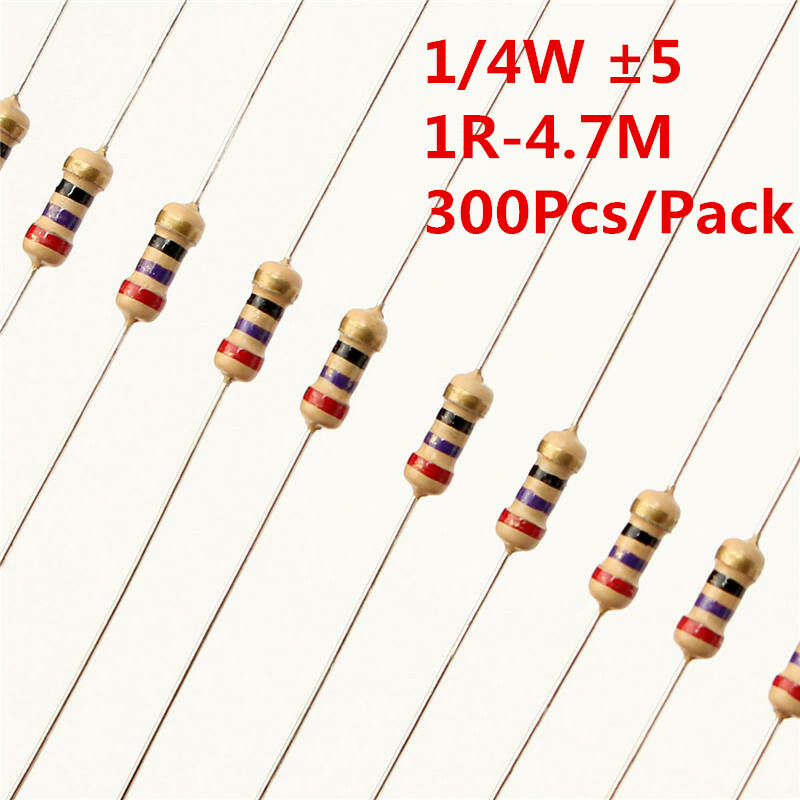 1000Pcs 1/4W Carbon Film Resistor ±5% 1R – 910 Ω Ohm 1K 10K to 4.7M Ohm