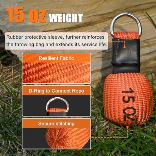 Arborist Throw Line Kit, 15Oz Throw Weight & 196Ft Paracord Rope, 100% Polyester