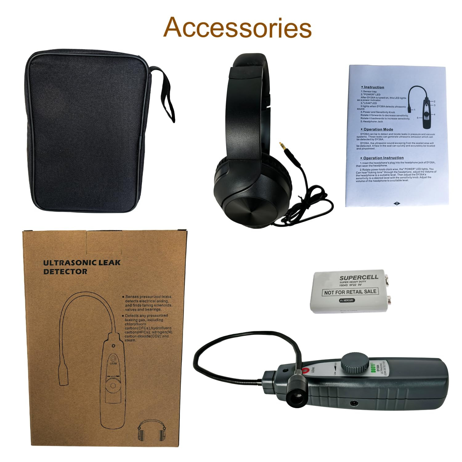 Ultrasonic Leak Detector for Hvac/Automotive/Industrial Use | 38-42Khz Frequency