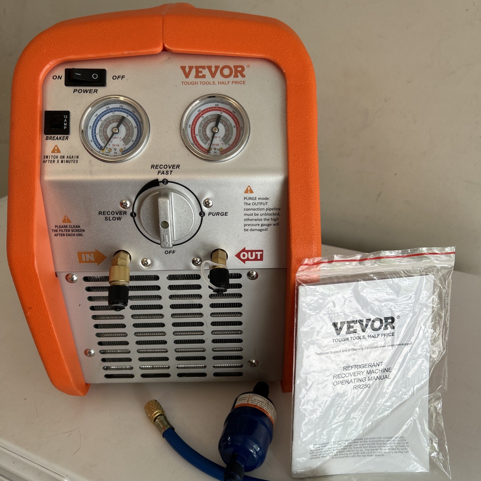 Uimoso Portable 3/4 HP Refrigerant Recovery Machine for Vapor Liquid Refrigerant