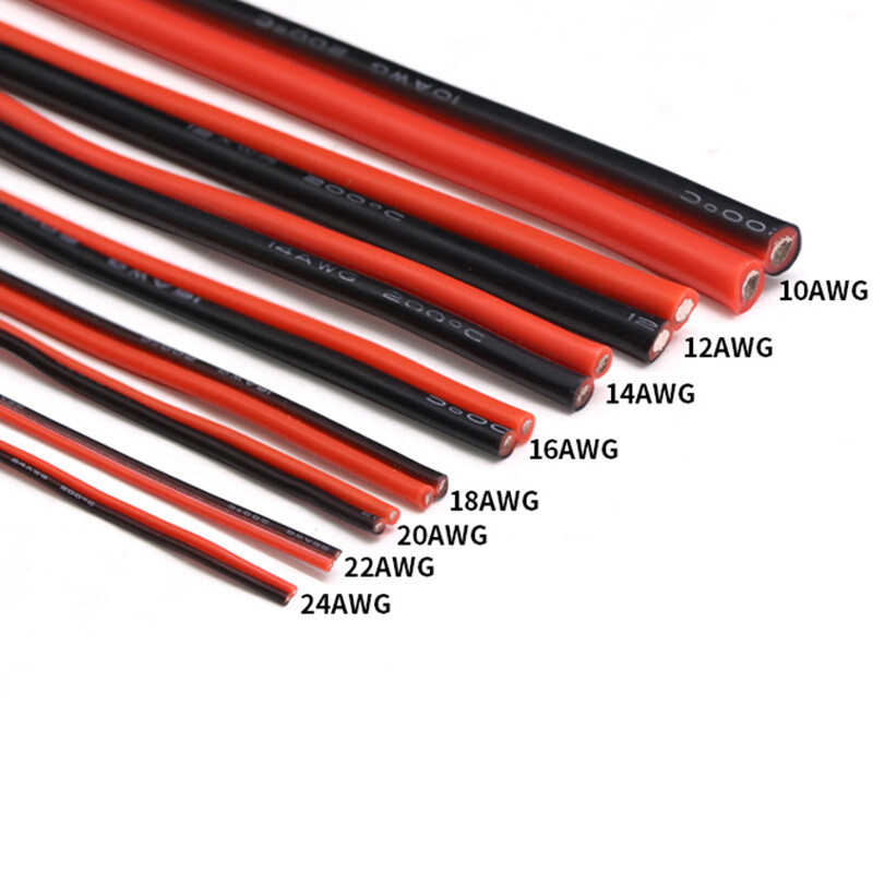 2Pin 8AWG-28AWG Red&Black Silicone Wire Extra Soft Silicone Cable Tinned Copper
