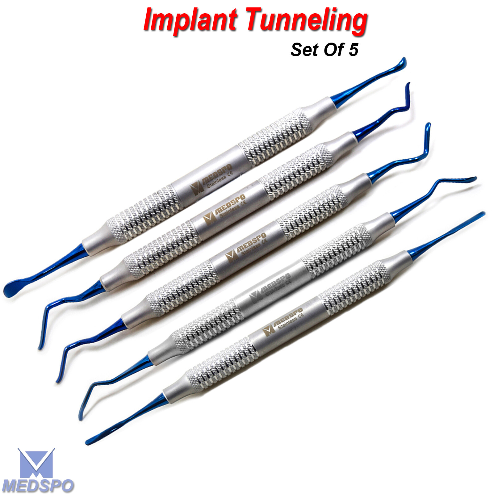 Dental Implant Surgery Tunneling Kit Sinus Lift Grafting Gum Elevators Set Of 5