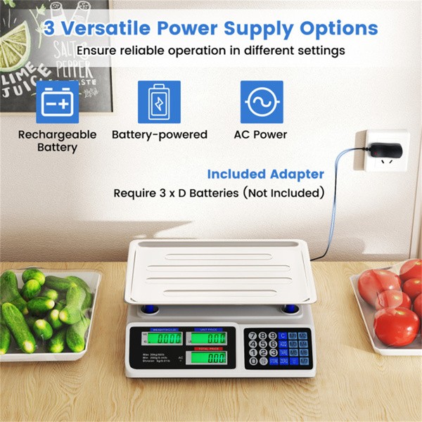 Digital Price Computing Food Scale 66lb/30kg Commercial Stainless Pan Market