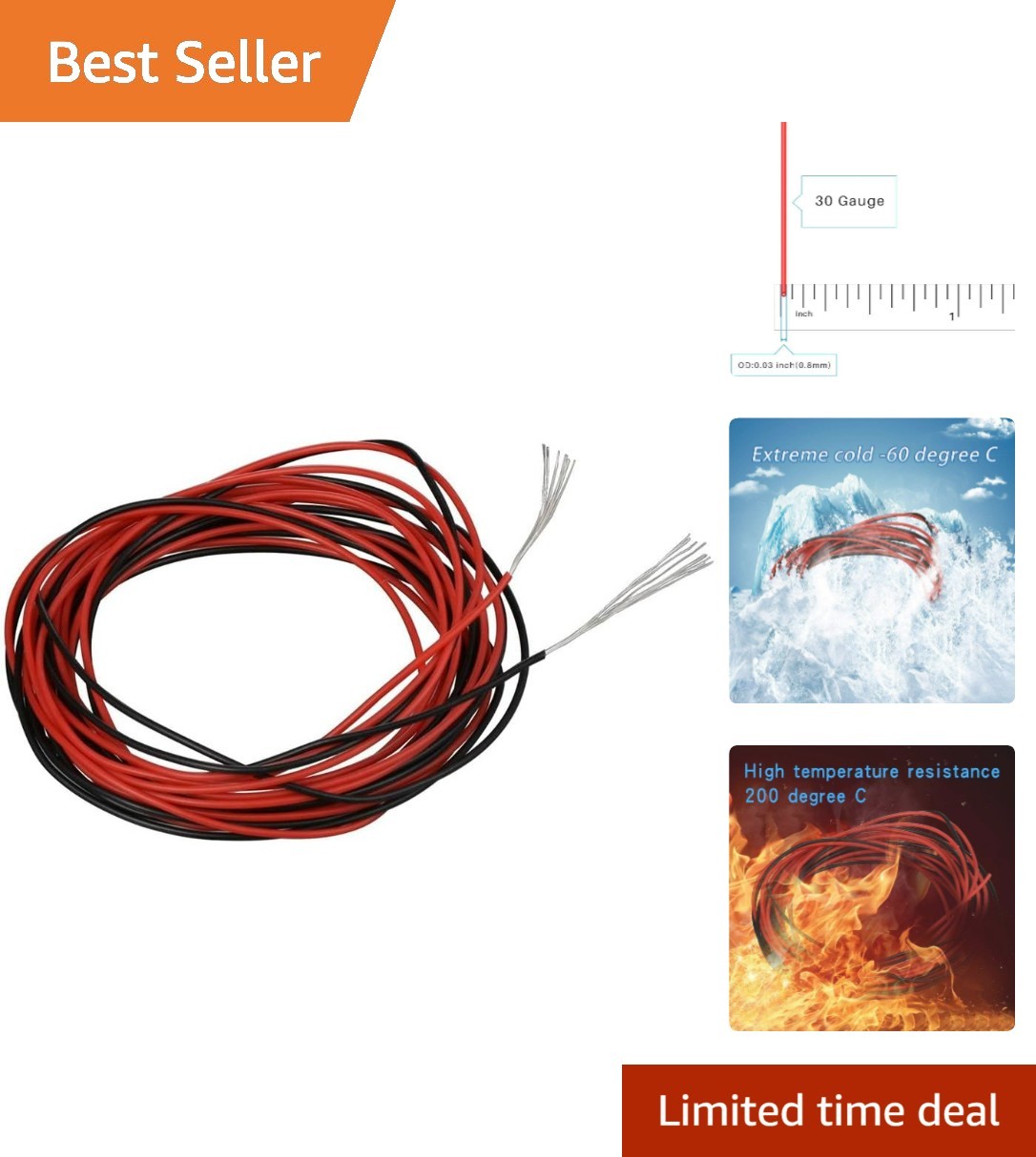 High Quality 30 Gauge Flexible Silicone Wire – Red and Black, Perfect for Models
