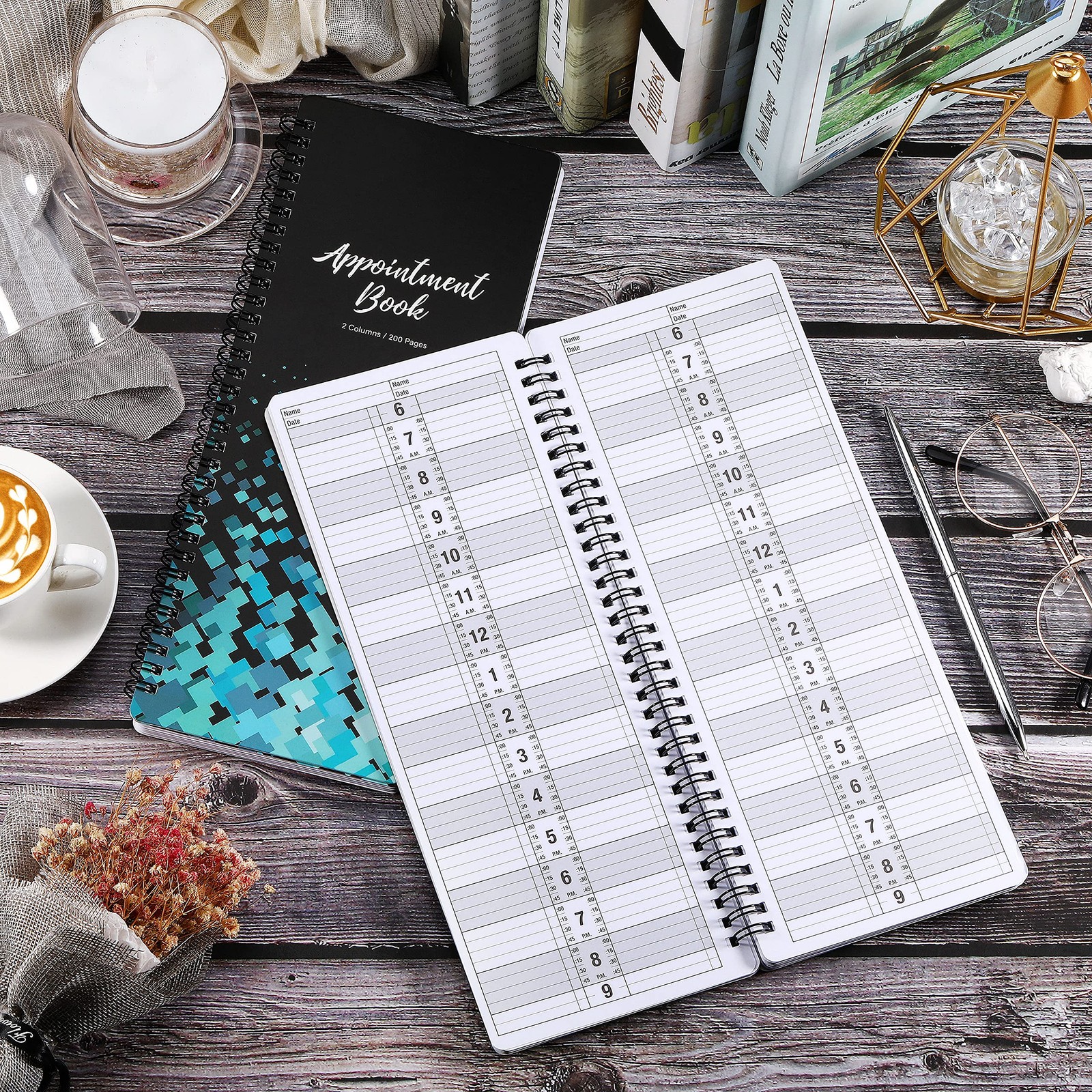 Salon Appointment Books 11.5×4.7 Inch Twin-Wire Binding for Hair Stylist