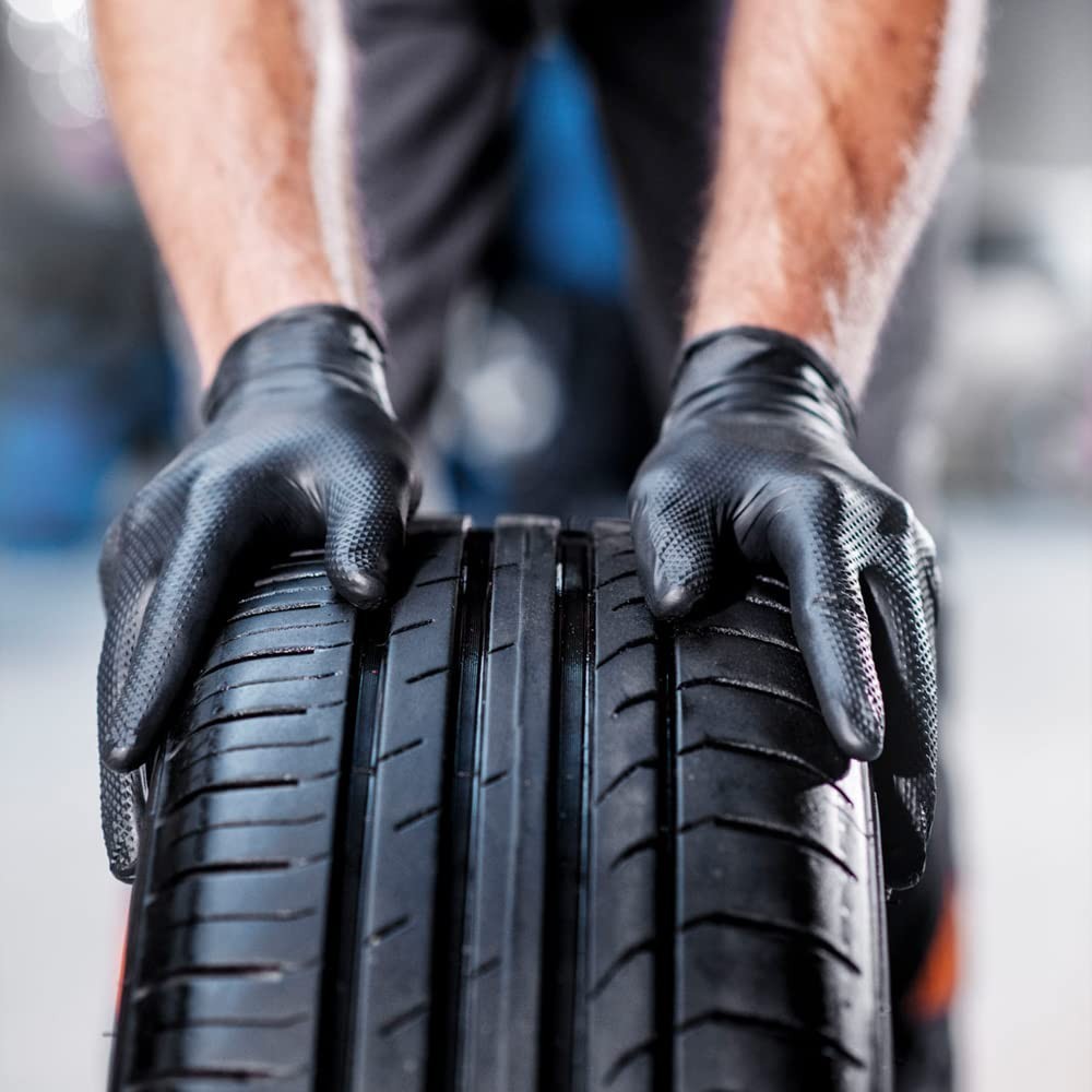 8mil Heavy Black Heavy Duty Diamond Texture Nitrile Gloves for automotive 100
