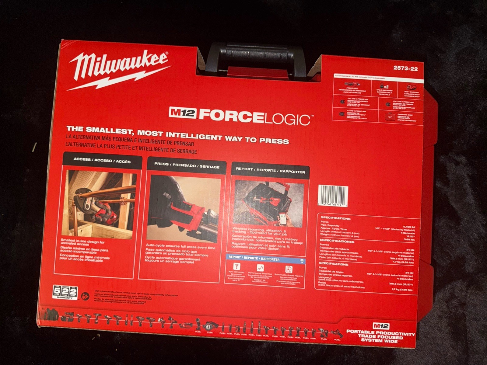 Milwaukee M12 FORCE LOGIC Press Tool Kit with Jaws – 2573-22 NEW SEALED