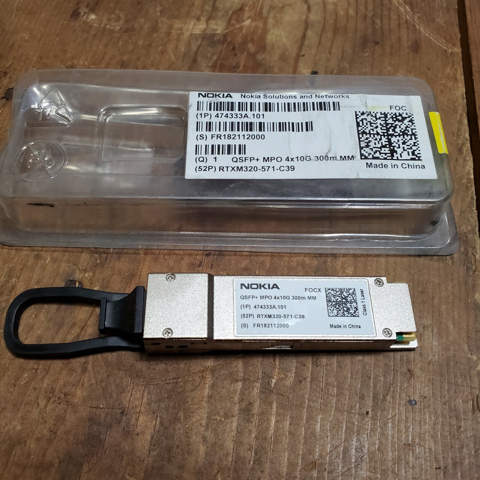 NOKIA FOCX 474333A.101 QSFP+ 40G 4x10G 300m 850nm NSN NEW OB Telecom