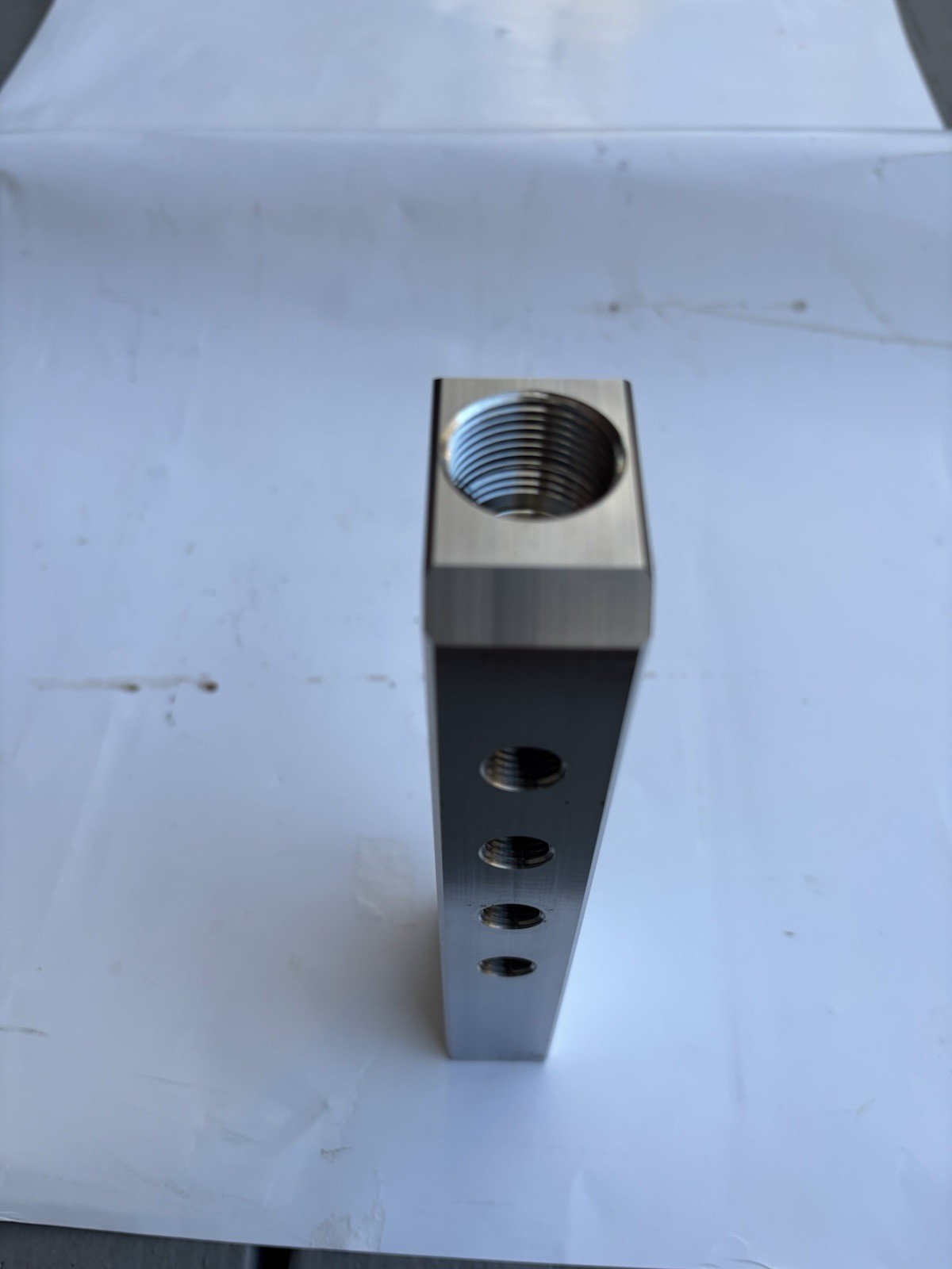 Stainless Steel Manifold 8.5”x 2”x 1.125” Eight Output Ports See Details..