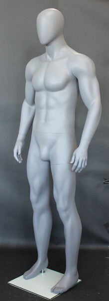 Matte Grey 6 ft 2 in H Male Abstract Head Mannequin Muscular Body Torso SFM53EGR