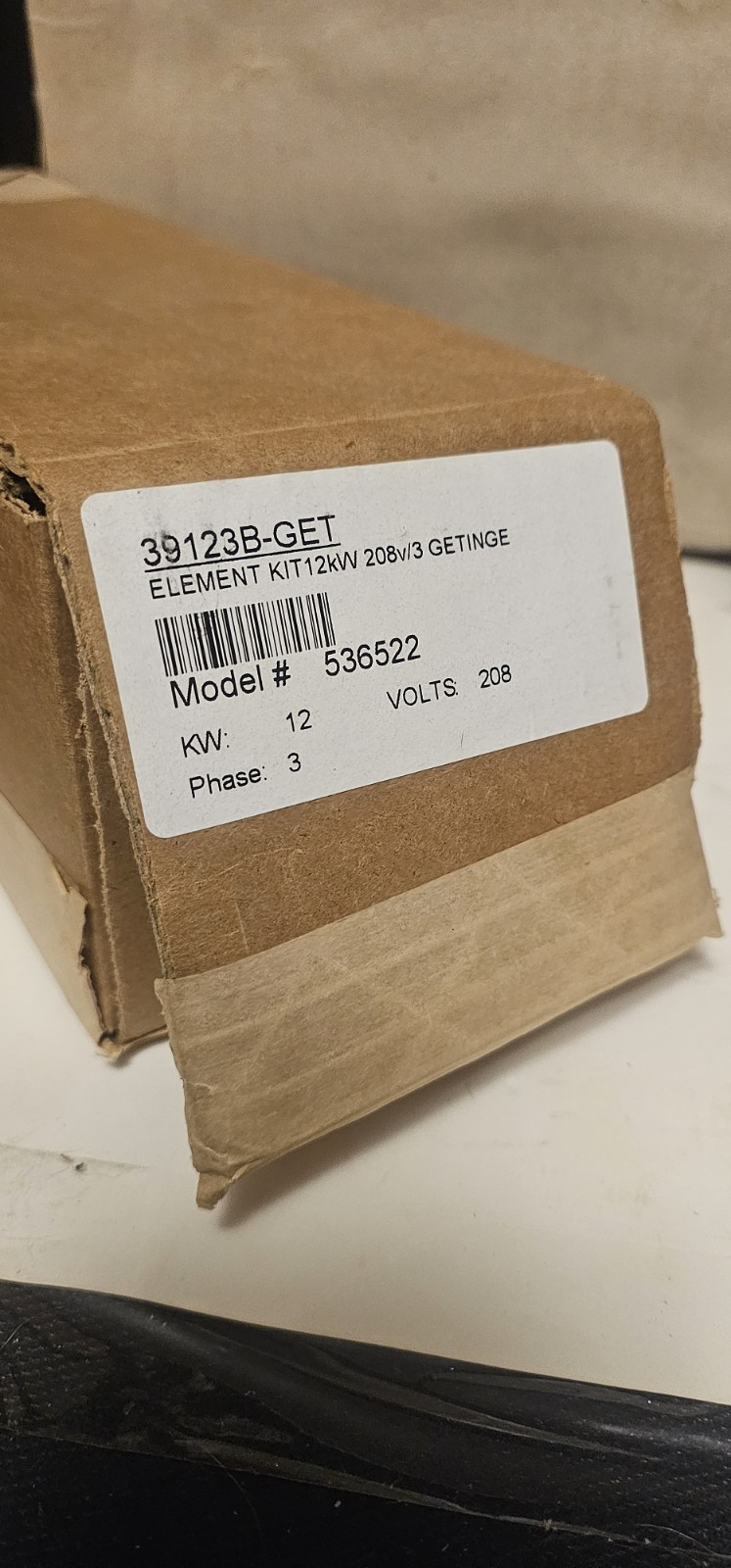 536522 39123BGET GETINGE 12KW 208V 3 PHASE HEATING ELEMENT NEW OPEN BOX SEE PICS