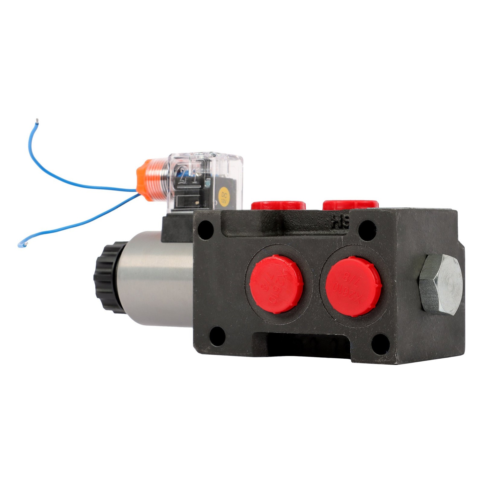 6 Port 12V DC Hydraulic Diverter Valve 13 GPM 25MPa 3 Connectors