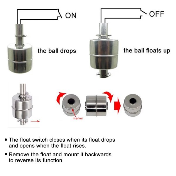 150mm Stainless Steel Float Switch Tank Liquid Water Level Sensor 12V 110V 220V