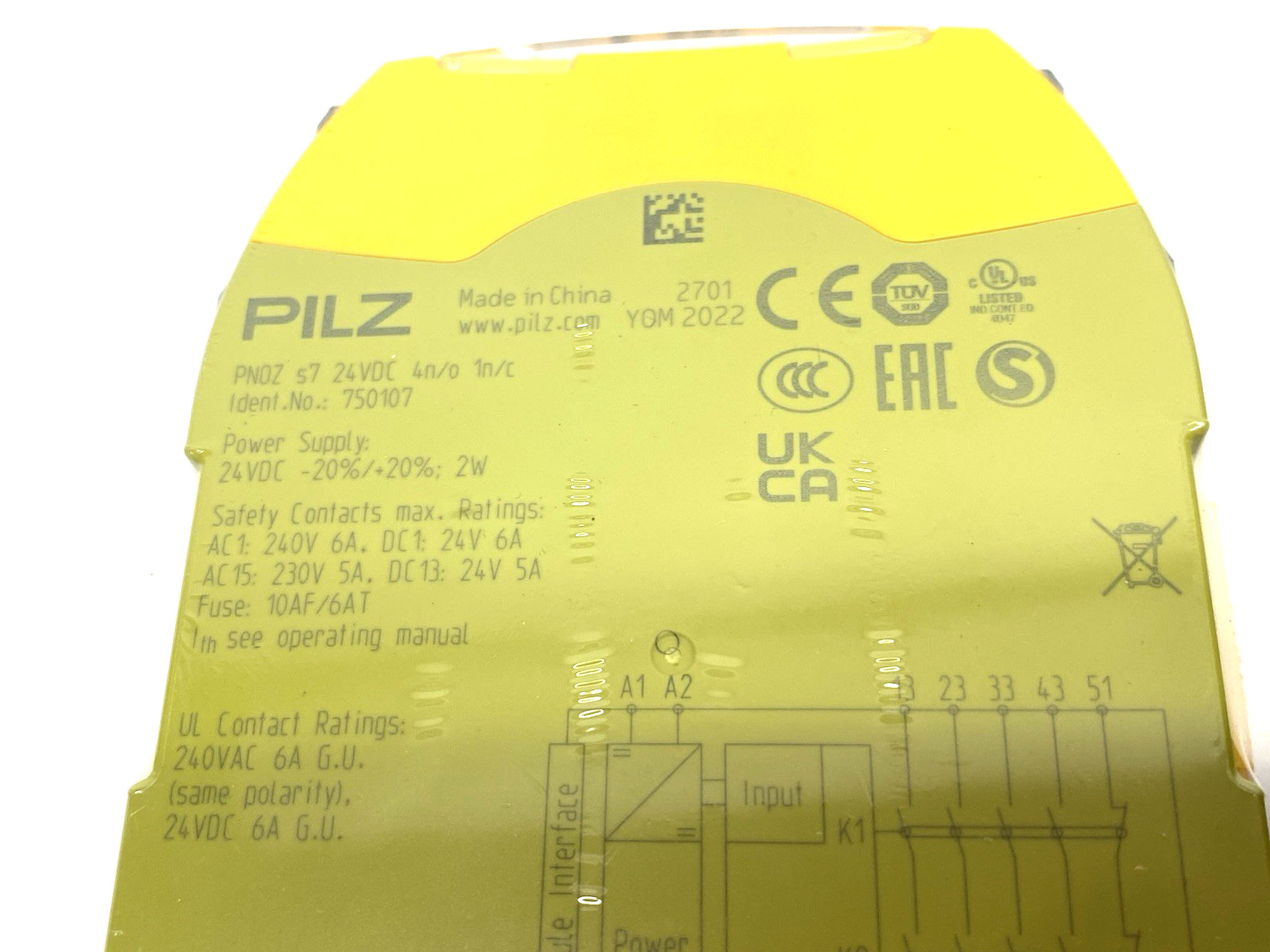 Pilz 750107 Sigma Safety Expansion Contact Relay PNOZ s7 24VDC 4 n/o 1 n/c
