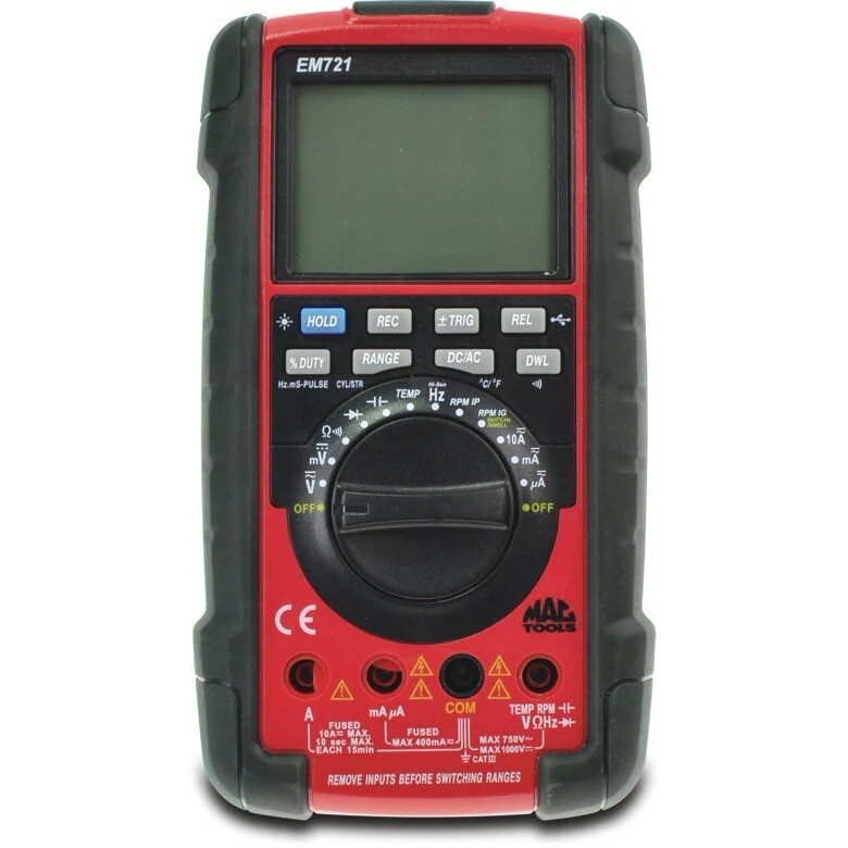 Mac Tools EM721 True RMS Autoranging Backlit Display Digital Multimeter w/ Case