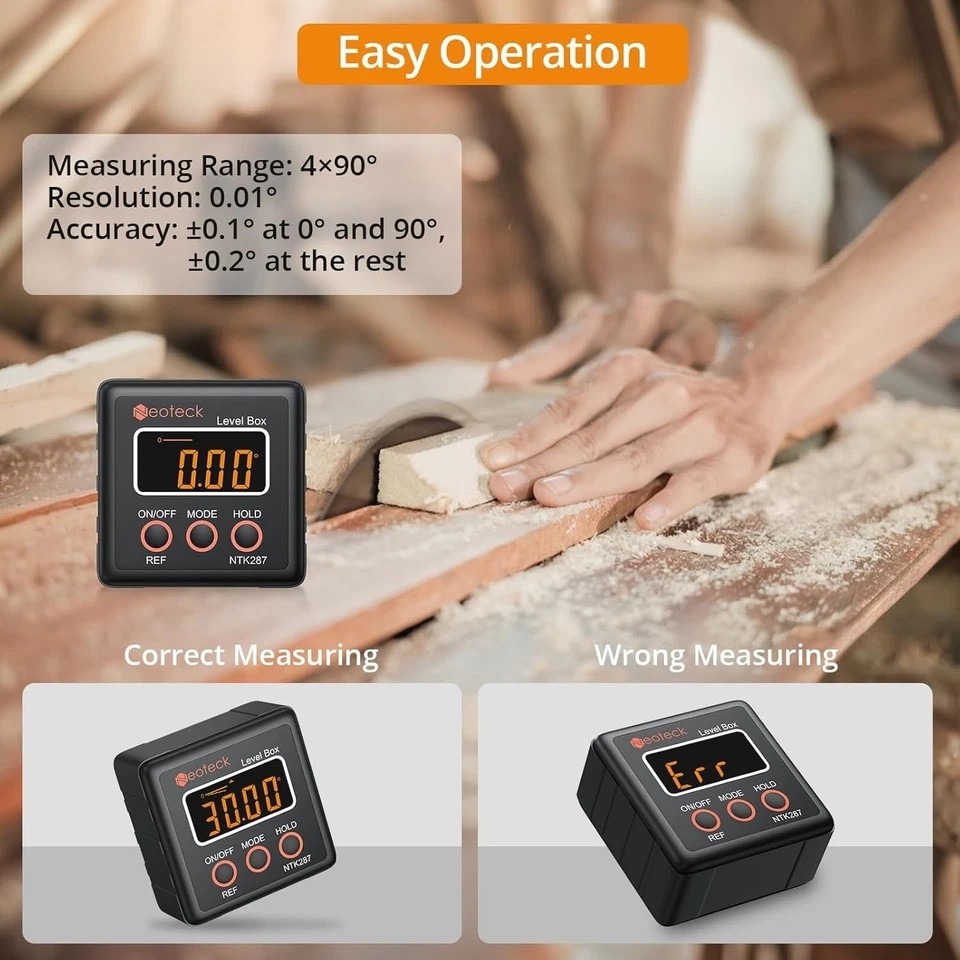 360° Digital Protractor Magnetic Level Box Gauge Angle Meter LCD Finder IP54