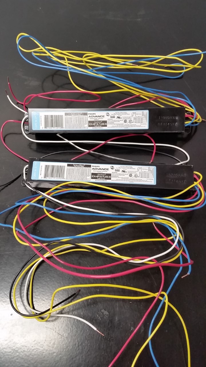 Lot of 2, PHILIPS ADVANCE ICN-4P16-TLED-N LED T8 Driver,120 to 277 VAC, 9-1/2 in