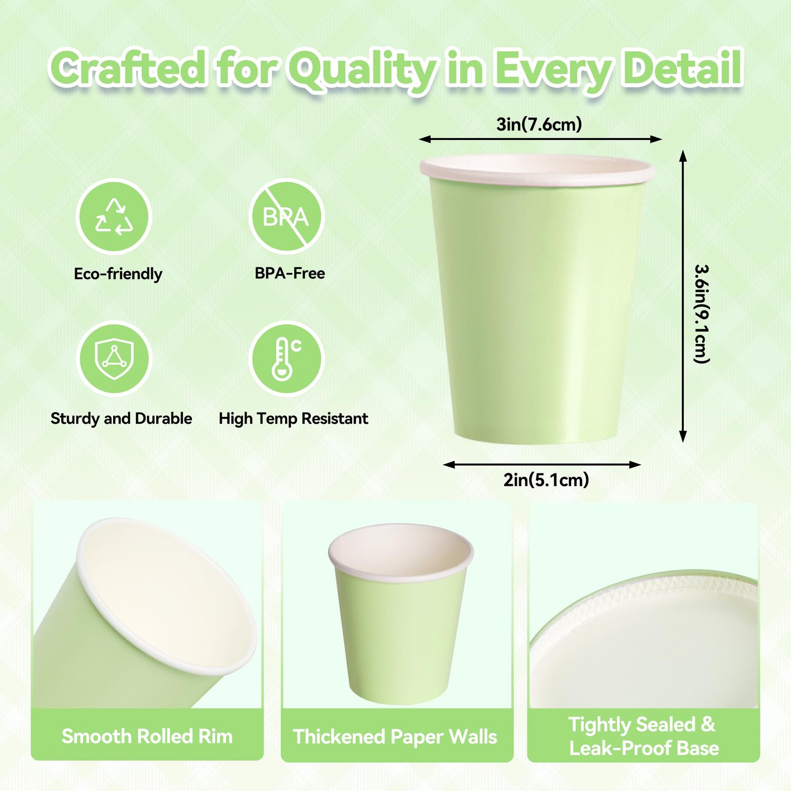 Leafory 9oz Coffee Cups Disposable Paper Cups, 100 Pack Hot/Cold Beverage Cup…
