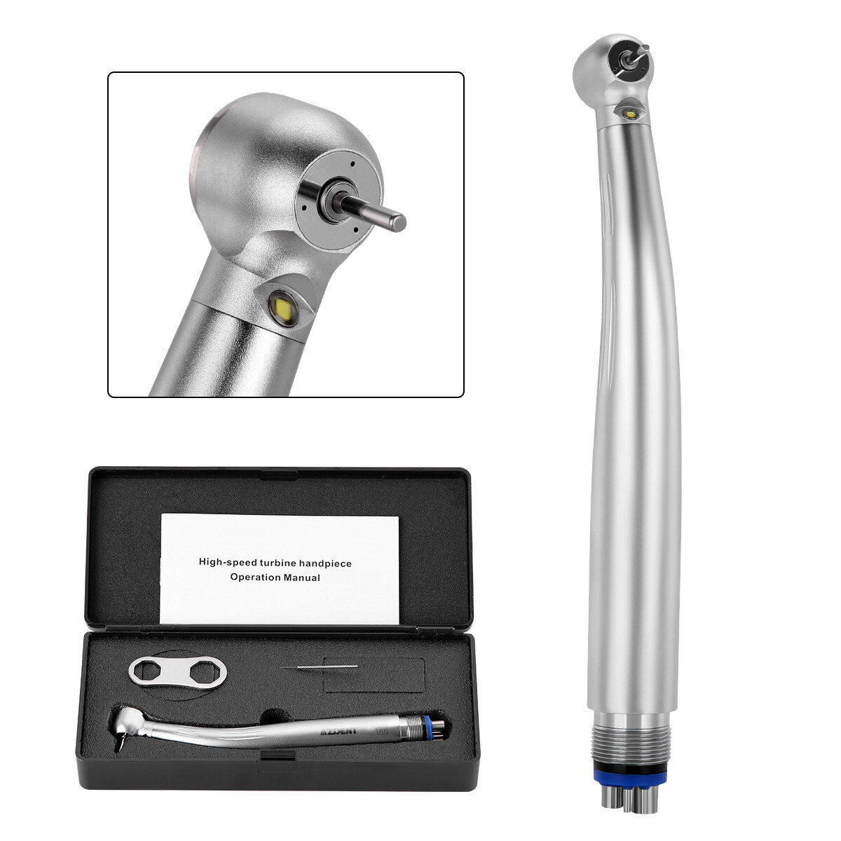Dental E-generator LED High Speed Handpiece Air Turbine 4Holes 3 Water Spray