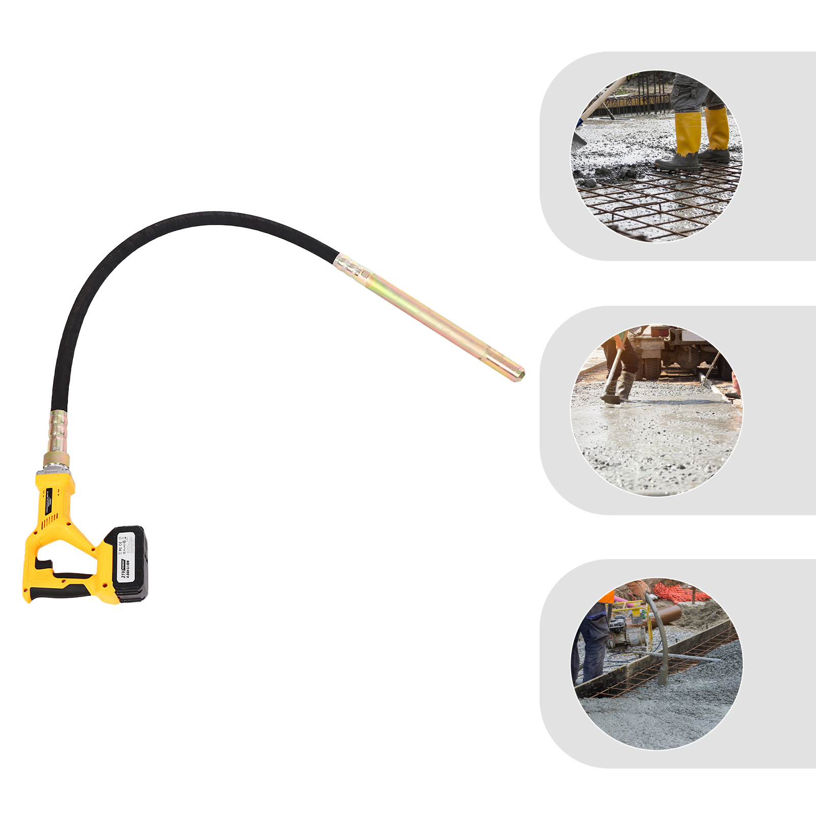 Concrete Vibrating Tool with 4.92ft Shaft, Battery Included, Ergonomic Design