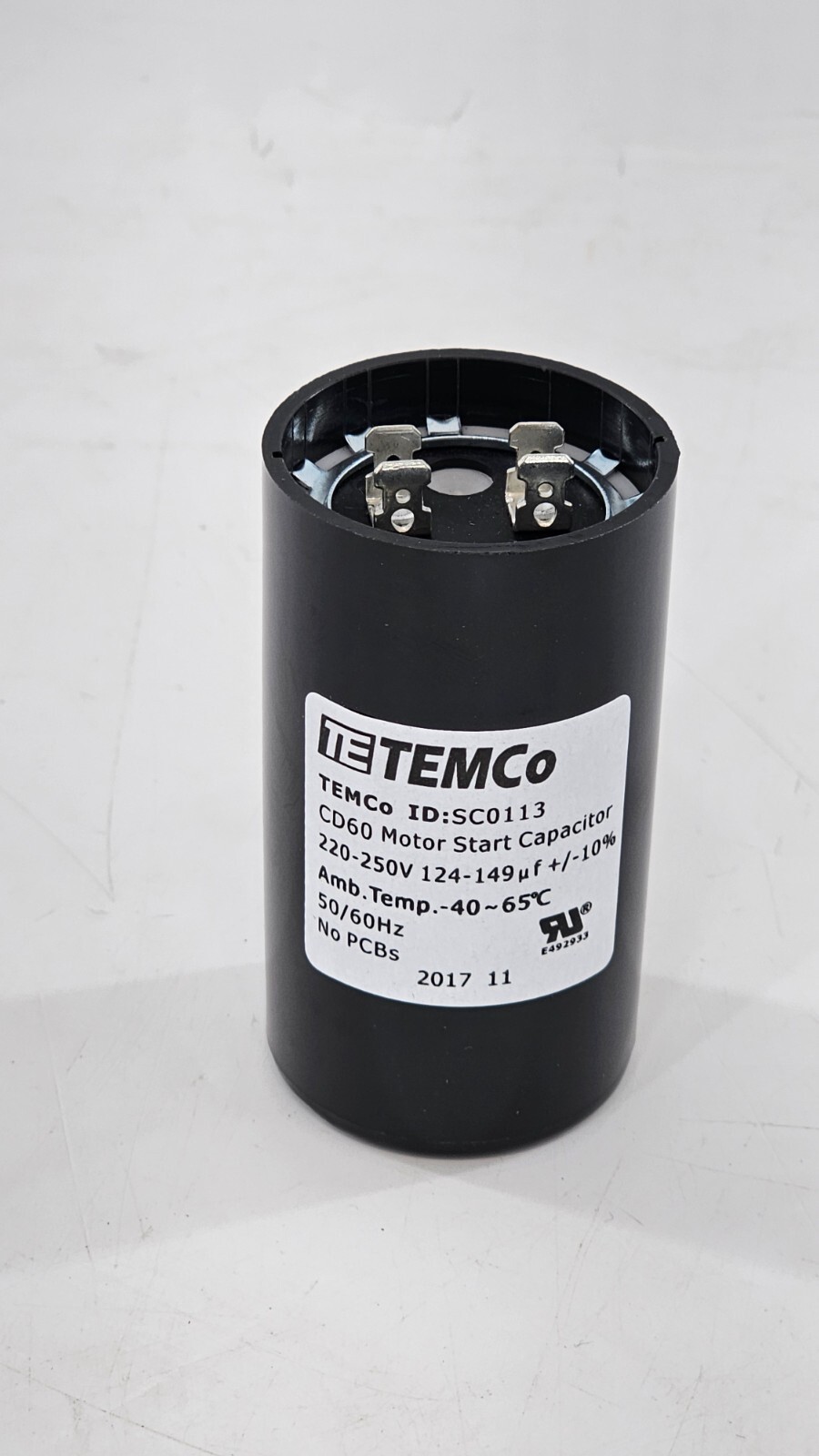 TEMCo 124-149 uf/MFD 220-250 VAC volts Round Start Capacitor 50/60 Hz