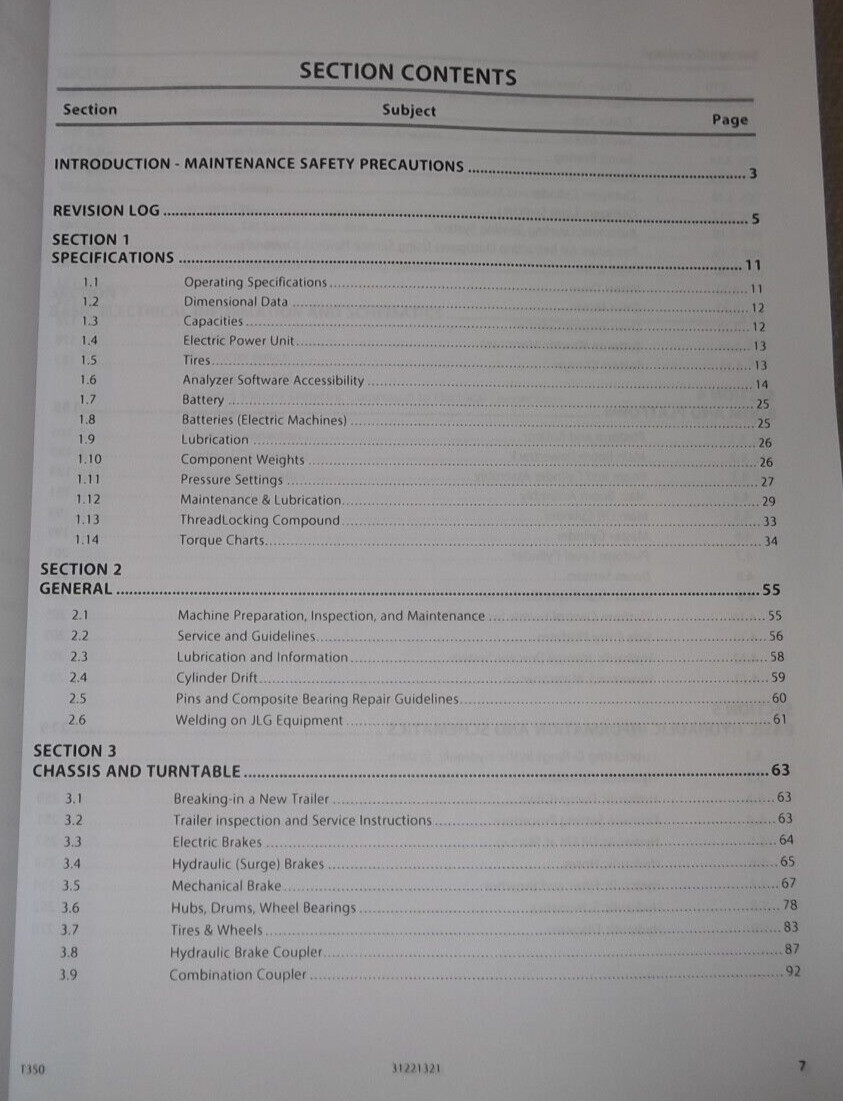 JLG T350 TOW BEHIND BOOM LIFT SERVICE SHOP REPAIR MAINTENANCE MANUAL