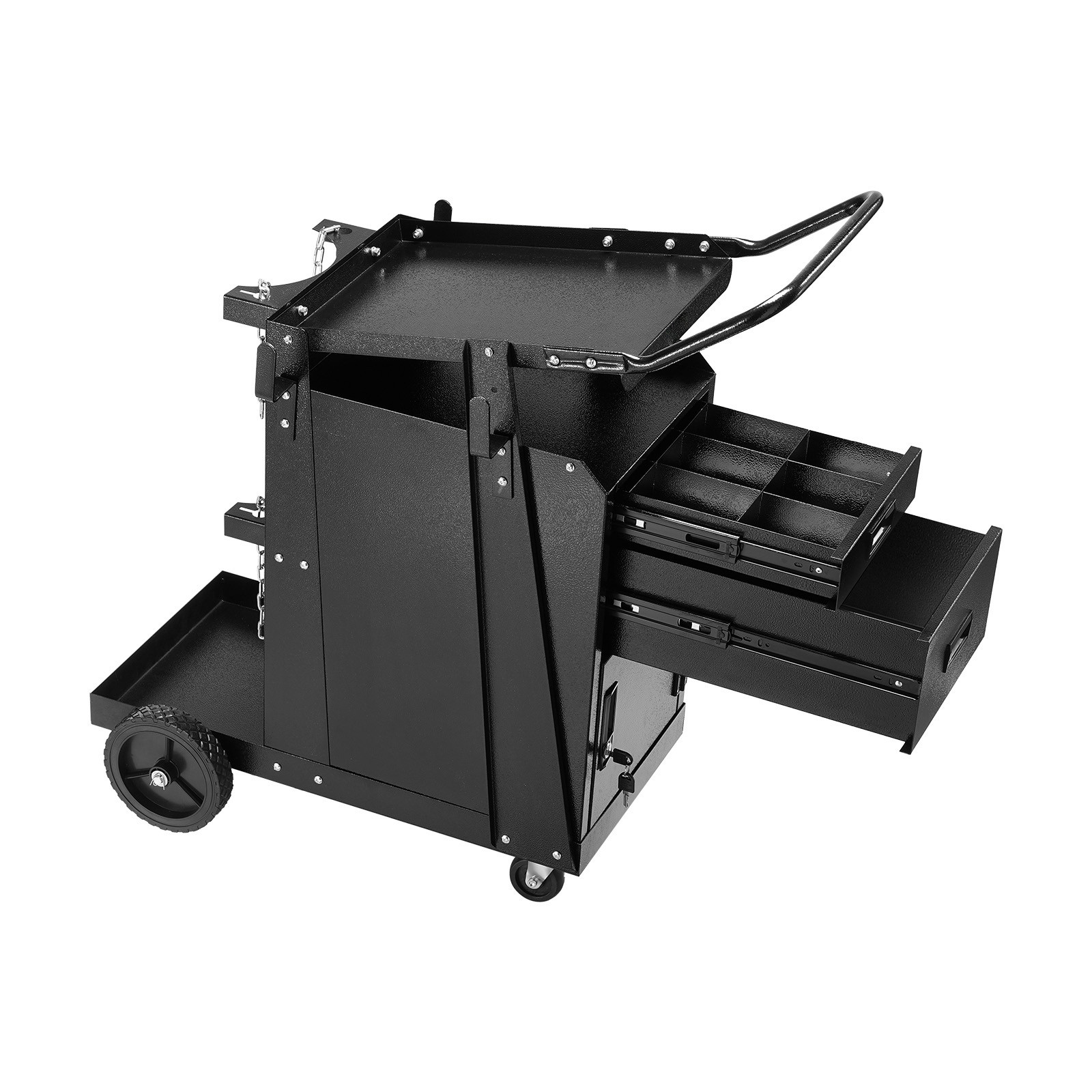 Welding Cart 2 Drawers Heavy Duty Welder Cart & Lockable Cabinet 350LBS Loading