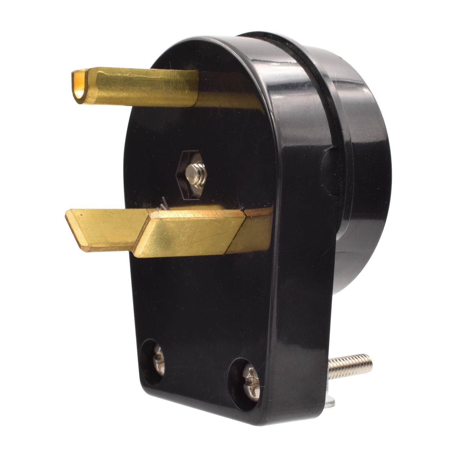 30 Amp 125V RV Replacement Plug, NEMA TT-30P Heavy Duty Angle Plug, Self-Grounde