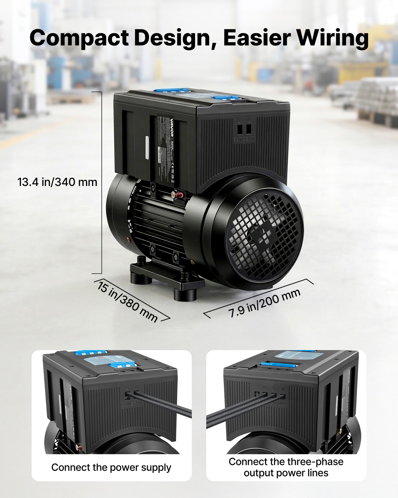 VEVOR Single to 3-Phase Rotary Phase Converter 2.5HP 7A 208-240V Input/Output