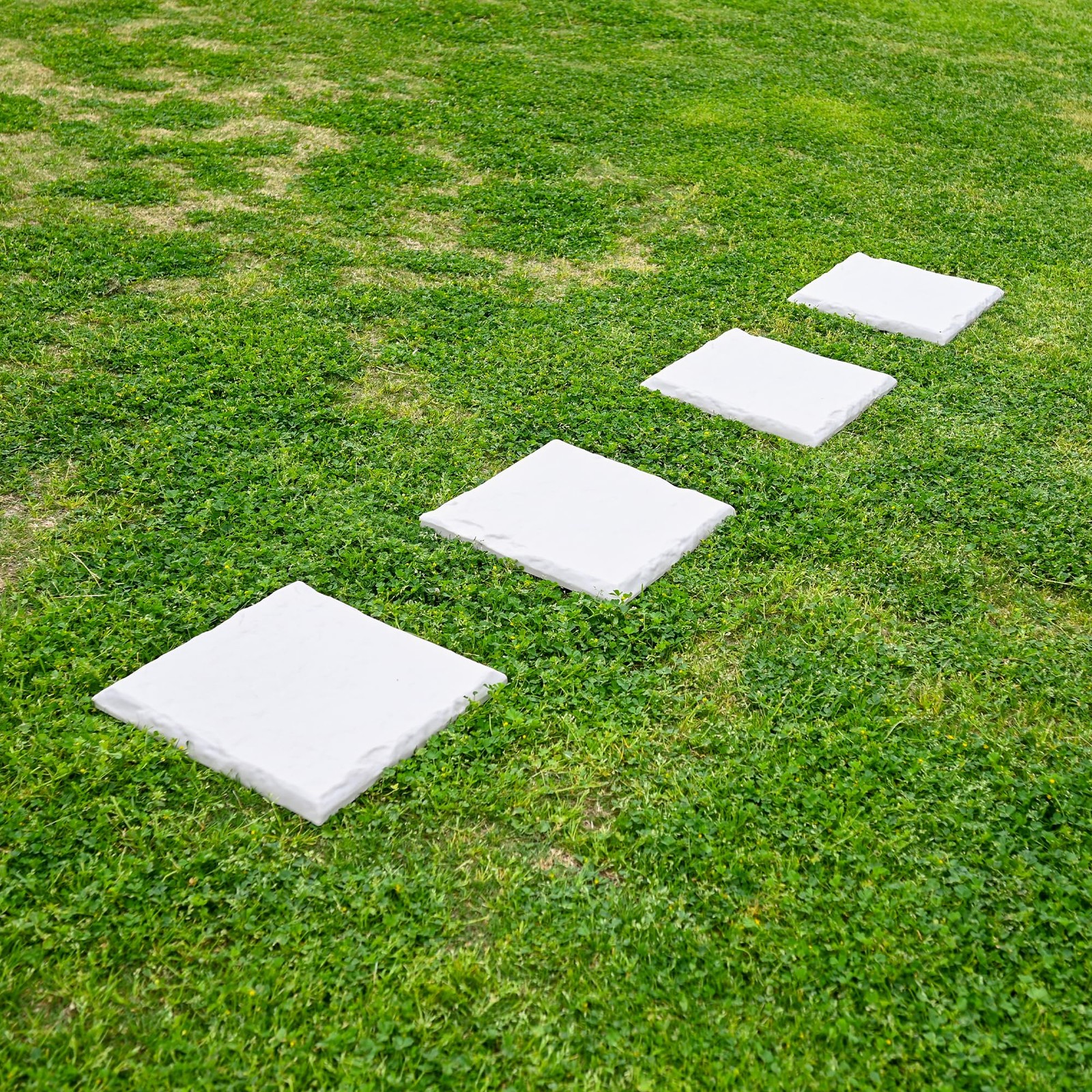 Garden Stepping Stones with Stakes – Set of 4, PP Walkway Pads, 15.5″ x 15.5″…
