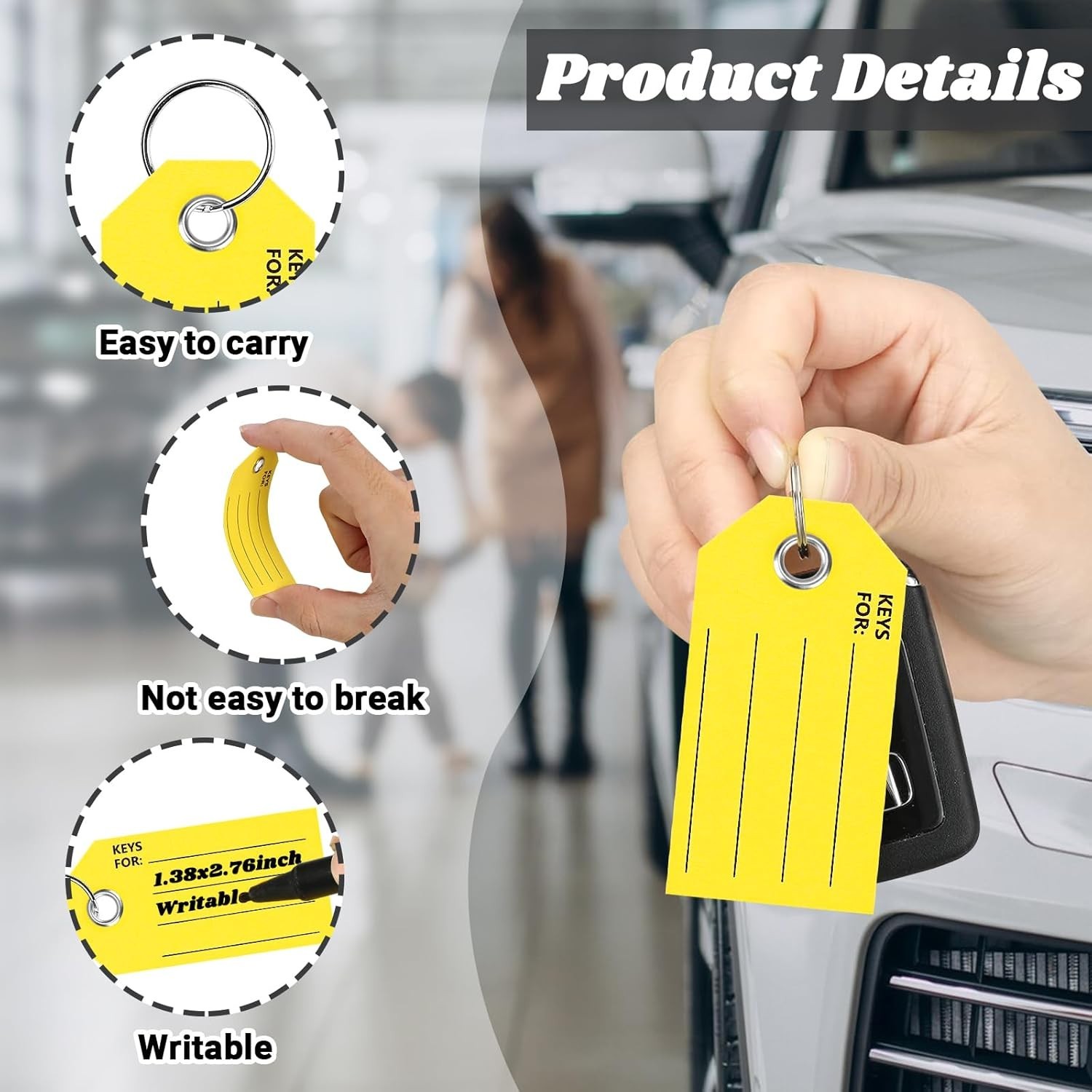 Yellow Key Tags with Labels and Rings: 1.38 X 2.76 Inches,