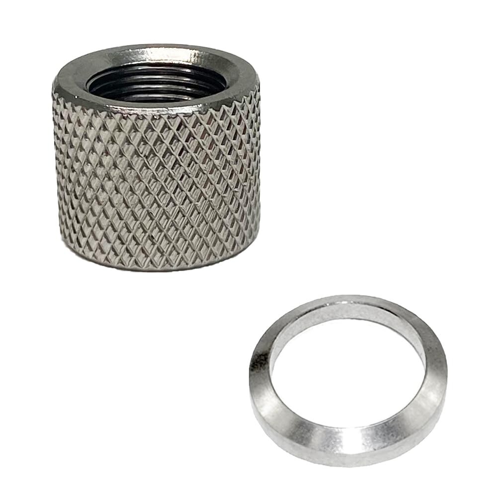 1/2″ x28 Thread Protector (Stainless Steel) with 1/2-28 Crush Washer (Silver)
