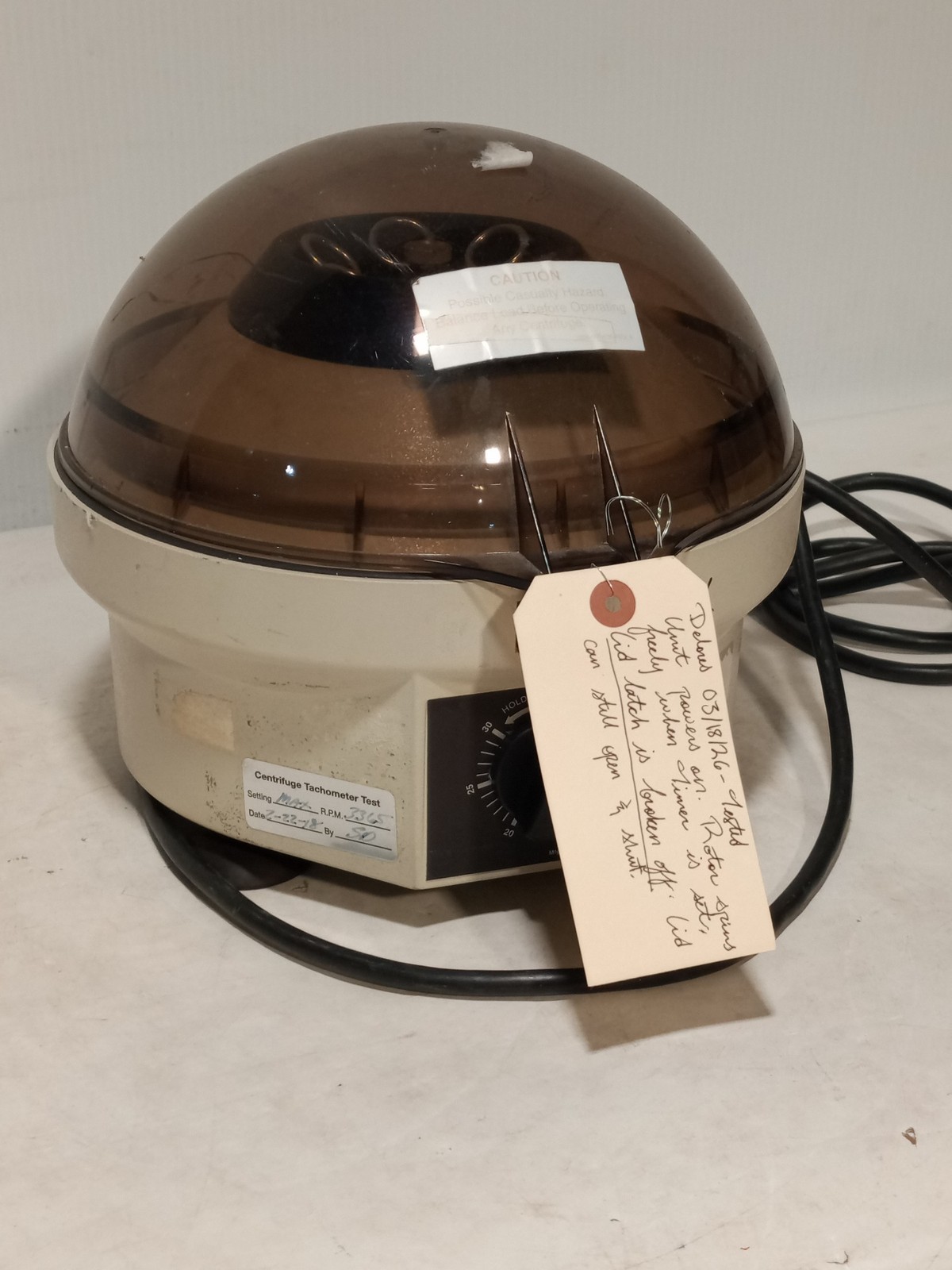 Becton Dickinson Clay Adams Compact II Centrifuge 420225 For Parts Repair